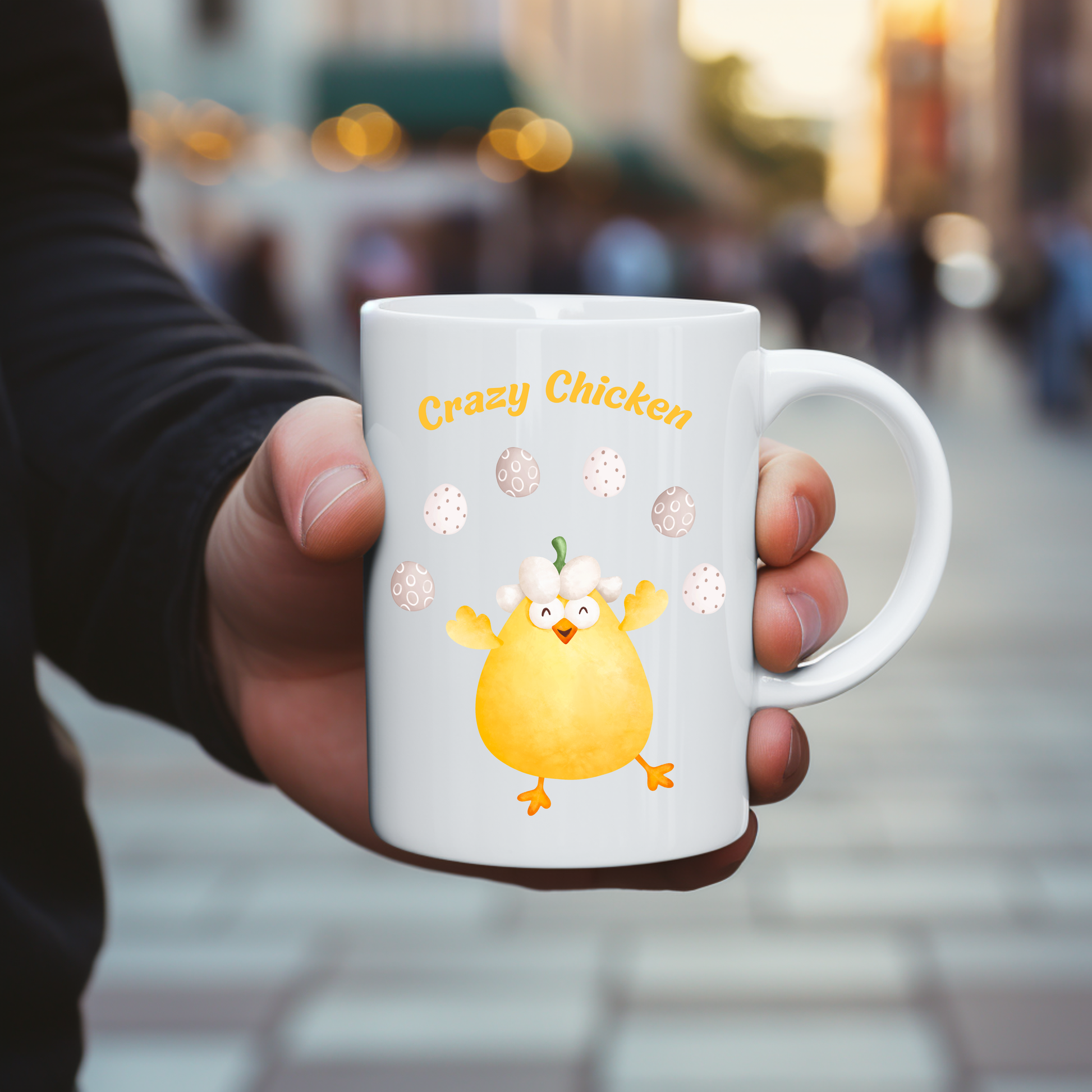 Lustige Hühner-Tasse, Crazy Chicken Tasse, Keramiktasse mit niedlichem Huhn, Tasse für echte Hühnerliebhaber, witzige Frühstückstasse