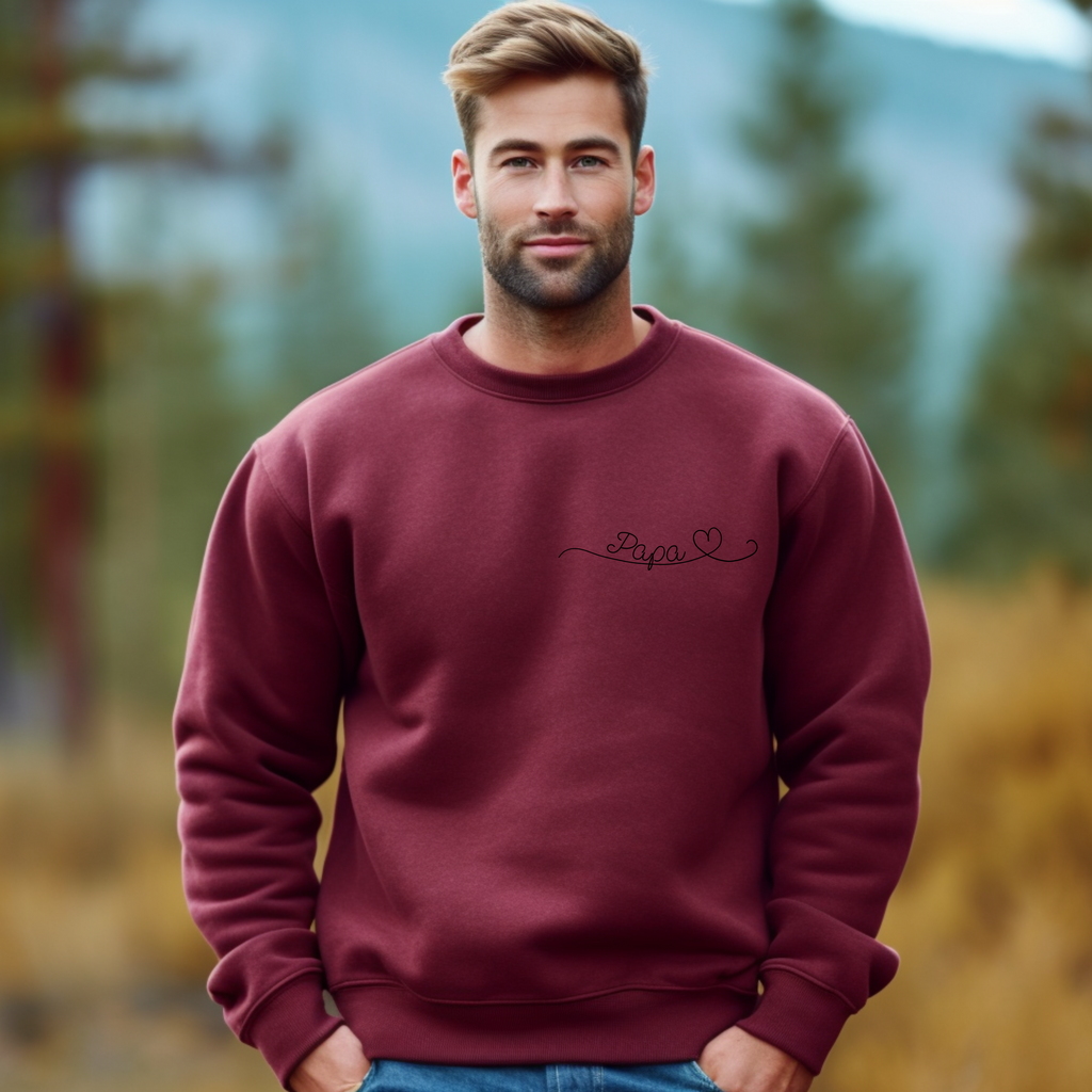 Stilvoller Lineart-Pullover für Papas, Papa Pullover, Geschenk für Väter Vatertag, modernes Design Pullover, Herz im Lineart-Stil Pullover