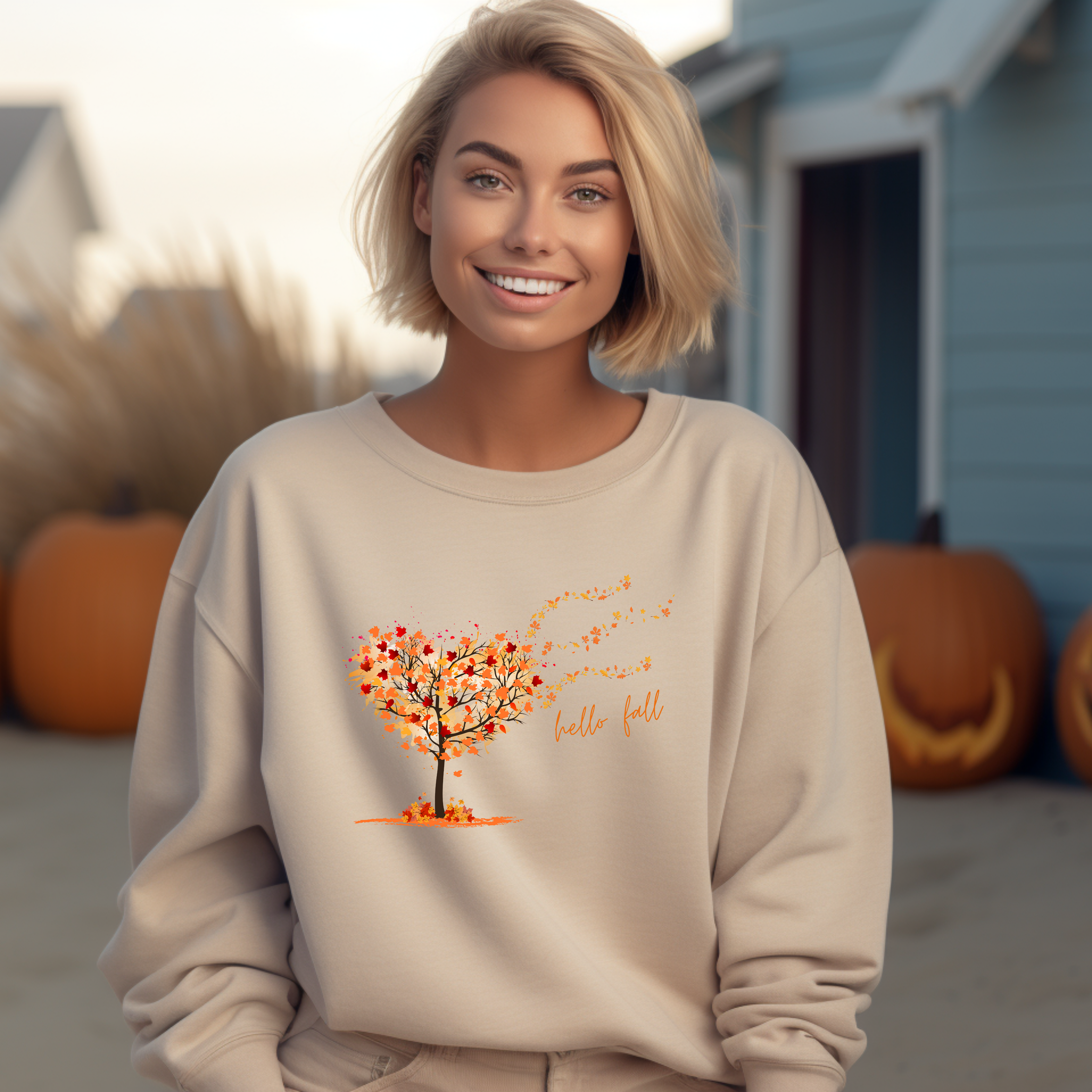 Zeitloses hello fall-Sweatshirt, Sweatshirt mit Herbstbaum, Geschenk für Herbst-Fans, Herbst Garderobe Sweatshirt, Must-Have für den Herbst