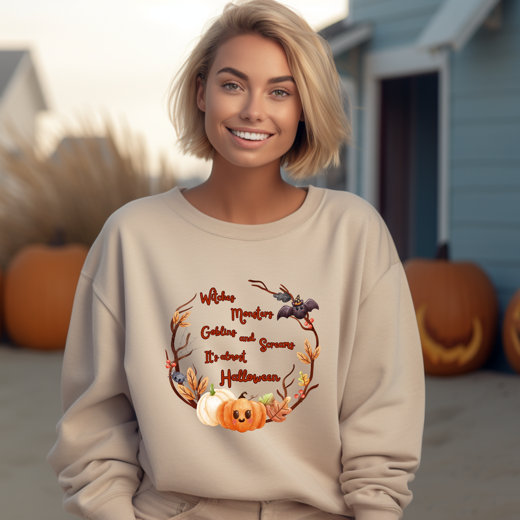 Klassisches Halloween Sweatshirt, Witches Monsters Goblins and Screams-Sweatshirt, süßes Halloween Sweatshirt, Halloween-Party Sweatshirt