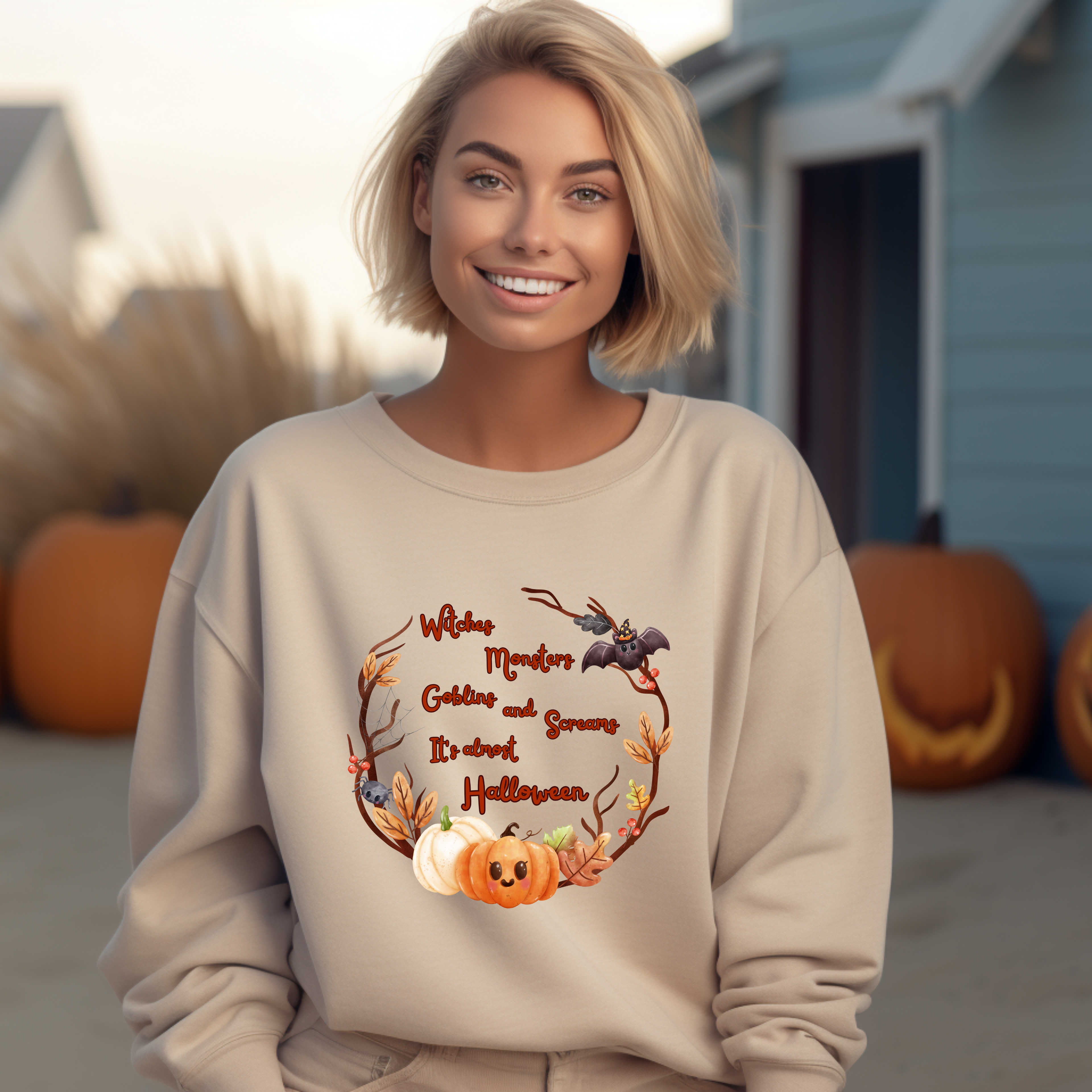 Klassisches Halloween Sweatshirt, Witches Monsters Goblins and Screams-Sweatshirt, süßes Halloween Sweatshirt, Halloween-Party Sweatshirt