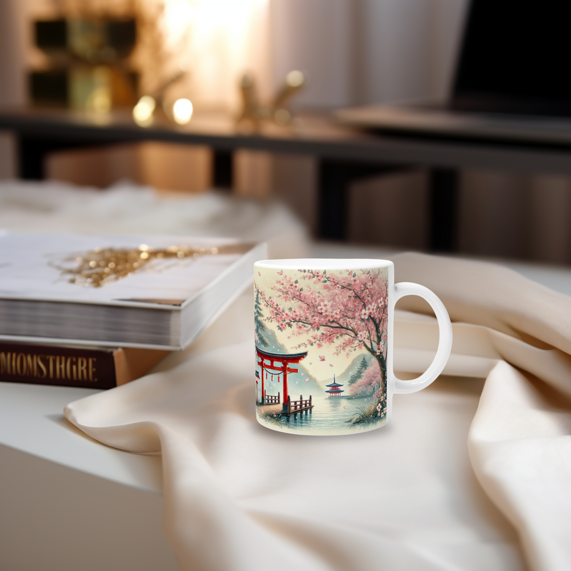 Harmonische Japan-Tasse mit Kirschblütenmotiv, Kirschblüten-Tasse, Magie Japans Tasse, Kirschblütenzeit Tasse