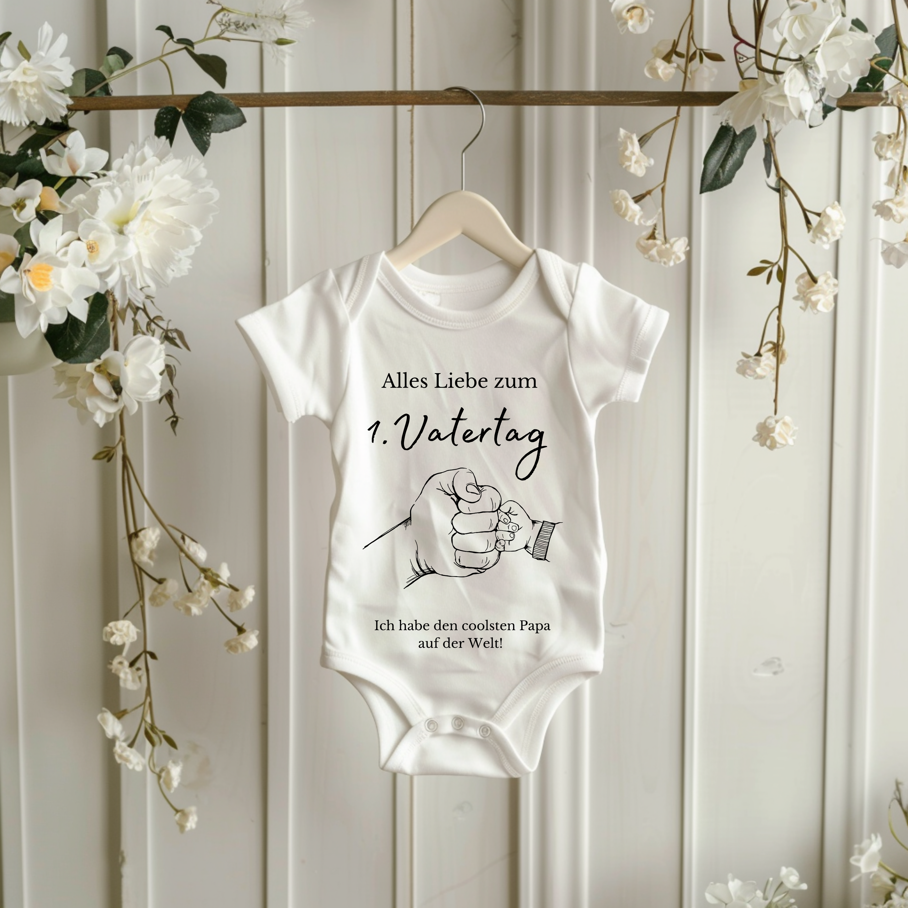 Süßer Baby-Strampler zum ersten Vatertag, Baby-Strampler im Lineart-Stil, süßes Outfit zum Vatertag, Motiv im Lineart-Stil Strampler