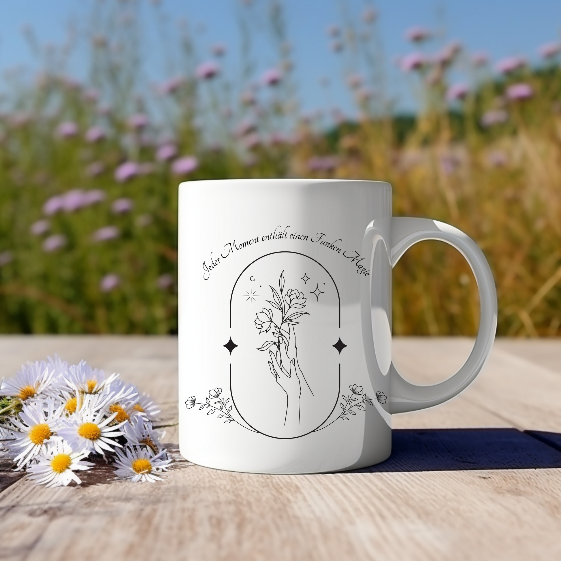 Einzigartigen Keramiktasse mit Lineart-Design, Tasse im Lineart-Stil, schlichte Tasse mit Spruch