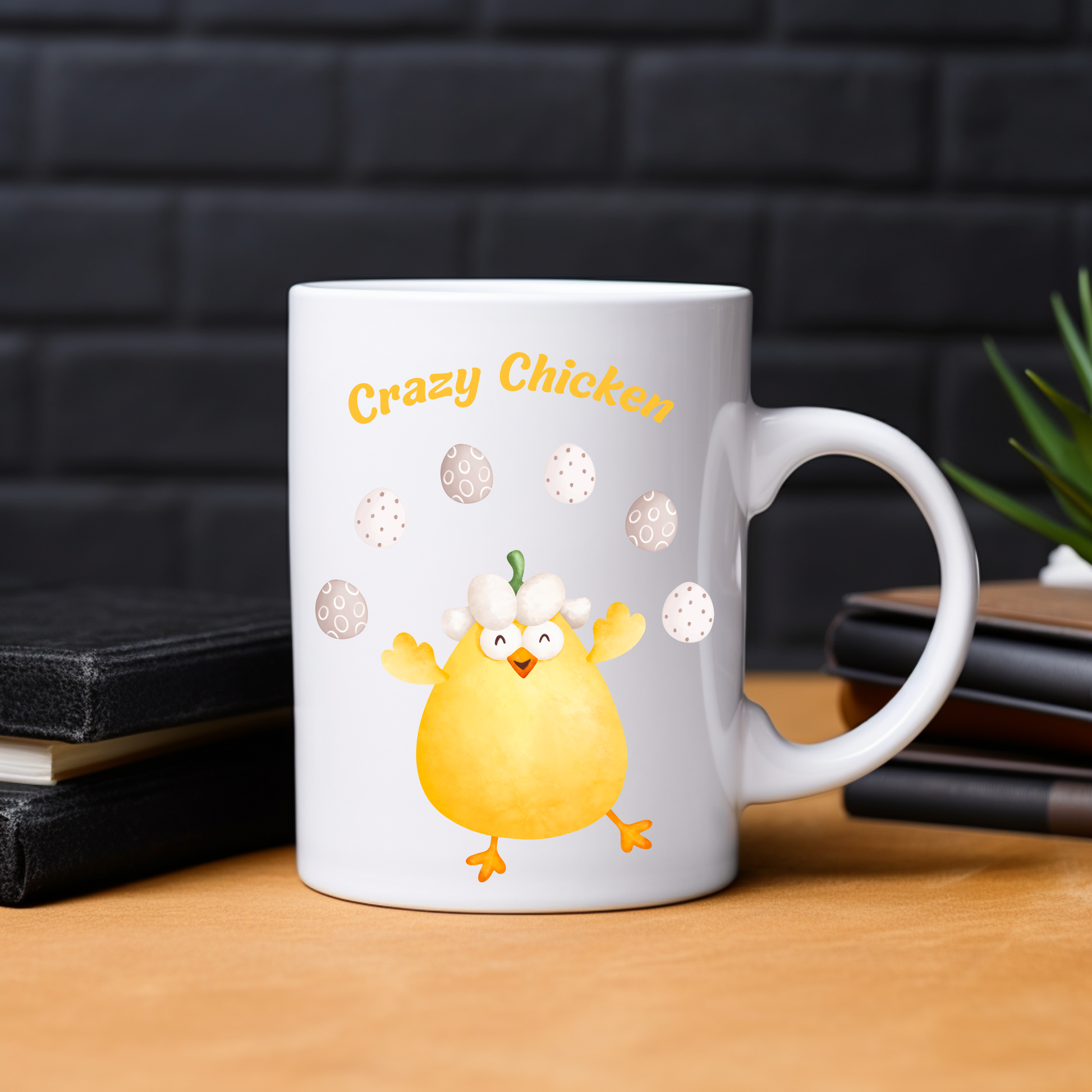 Lustige Hühner-Tasse, Crazy Chicken Tasse, Keramiktasse mit niedlichem Huhn, Tasse für echte Hühnerliebhaber, witzige Frühstückstasse