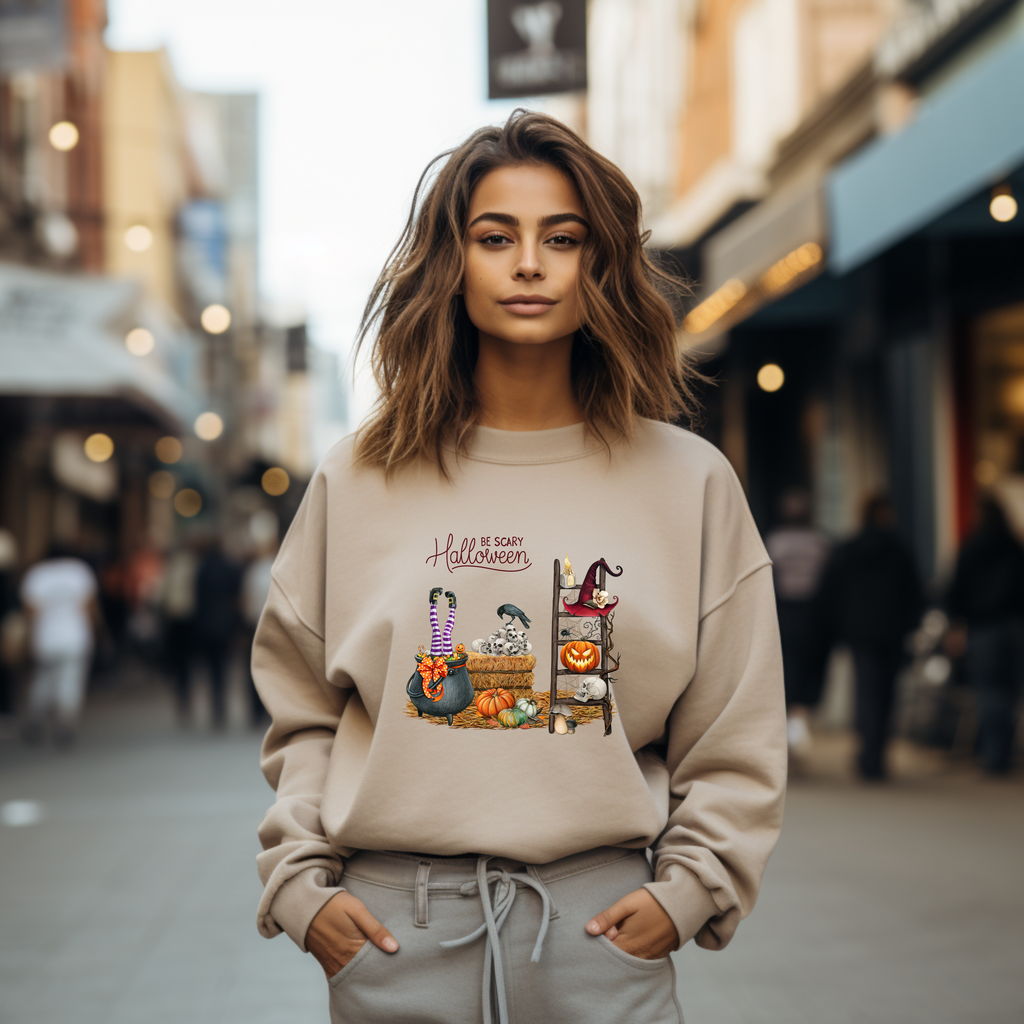 Einzigartiges Halloween Sweatshirt, Be Scary Halloween-Sweatshirt, gruselig-cooles Sweatshirt, Sweatshirt spooky season, Halloween-Party