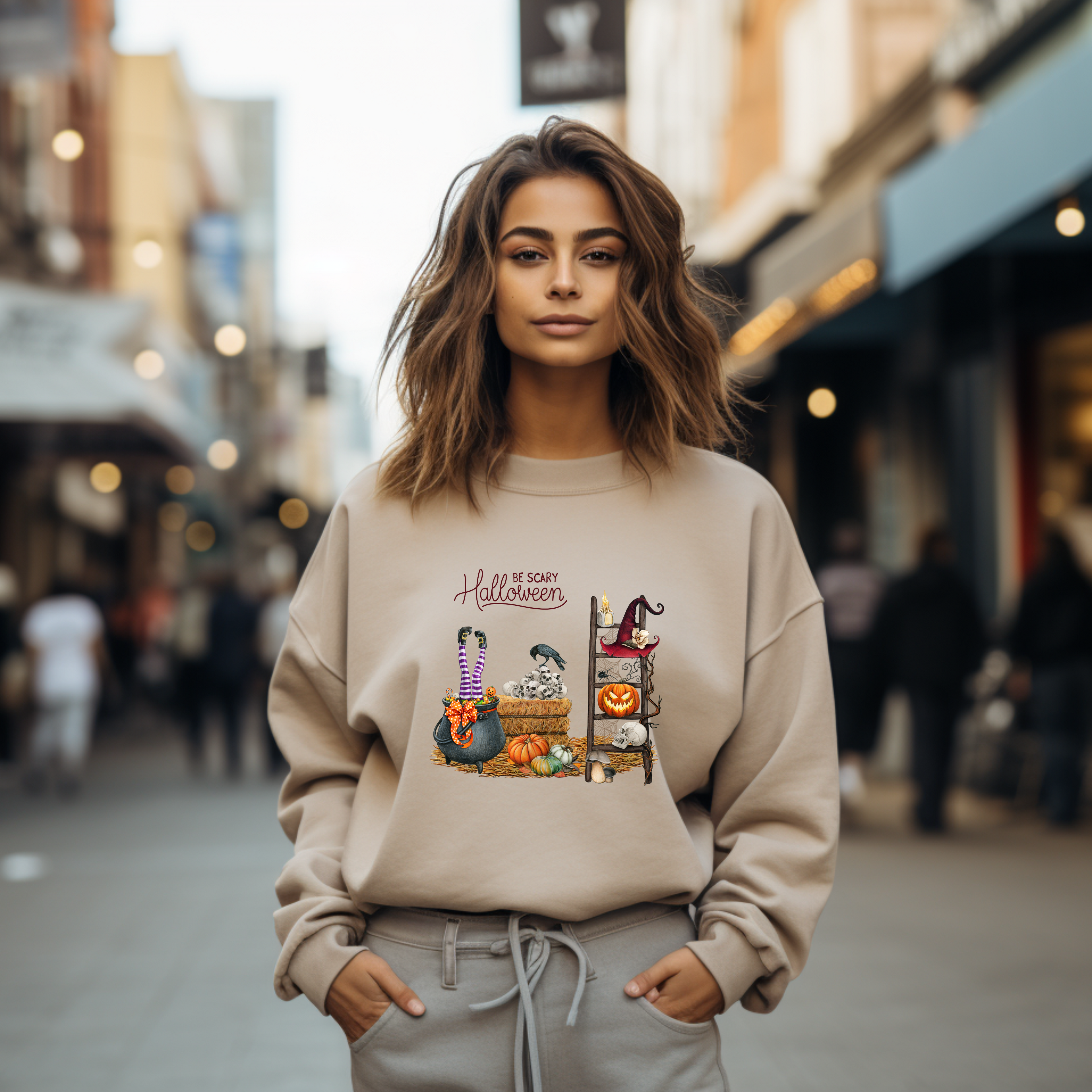 Einzigartiges Halloween Sweatshirt, Be Scary Halloween-Sweatshirt, gruselig-cooles Sweatshirt, Sweatshirt spooky season, Halloween-Party