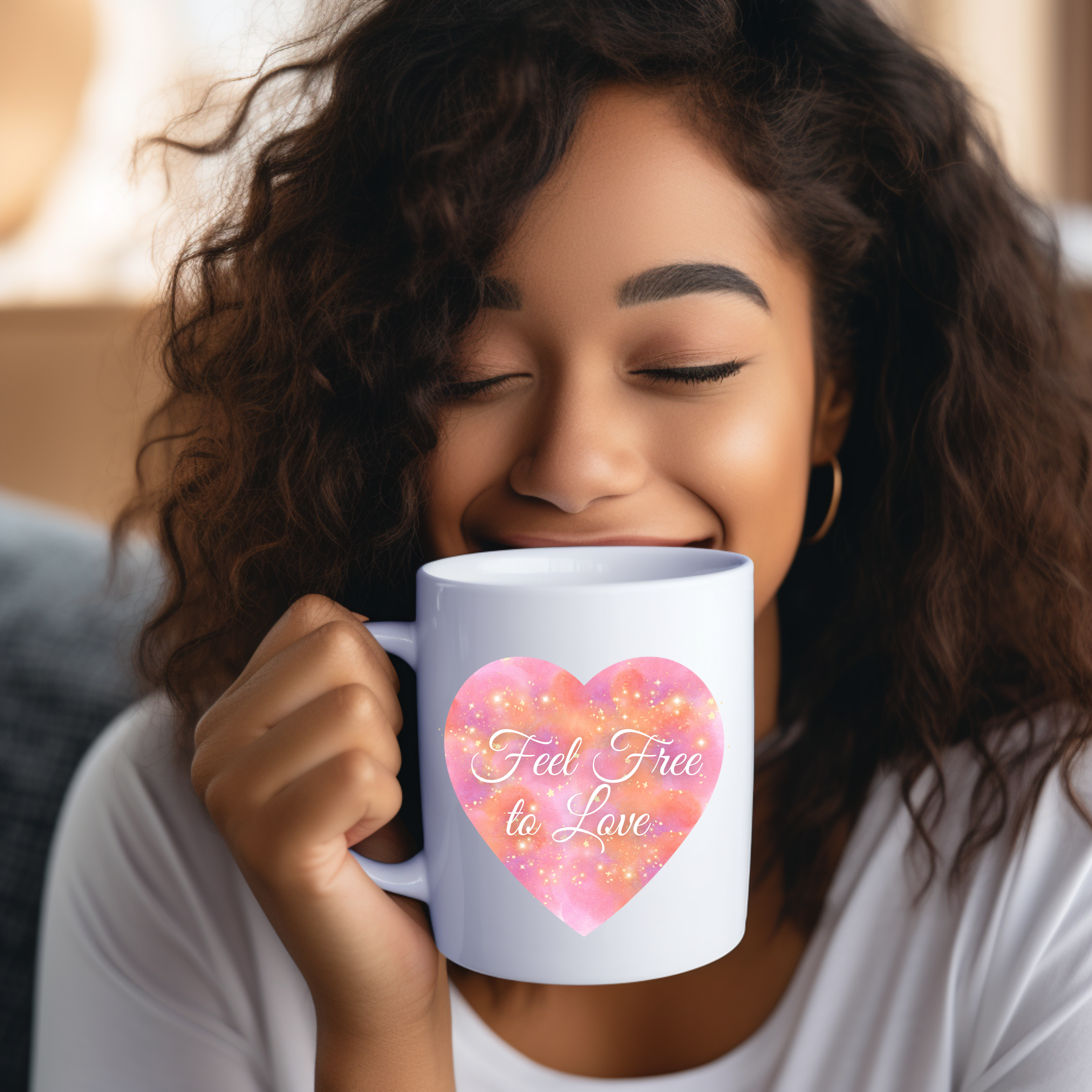 Tasse mit Herz Motiv, Valentinstag Tasse, Liebe, romantische Tasse, Feel free to Love Tasse,