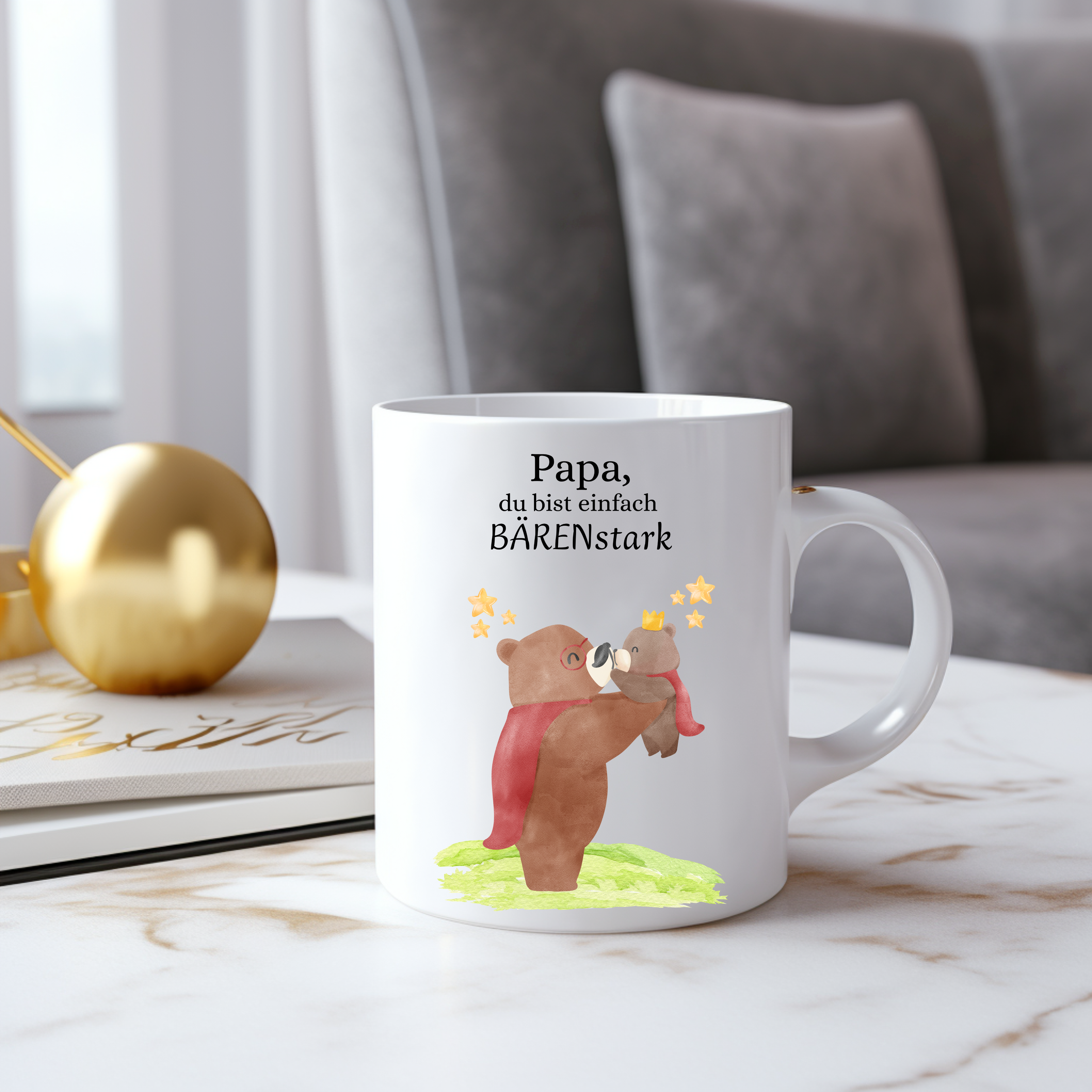 Hochwertige Papa du bist einfach BÄRENstark-Tasse, Keramiktasse für Papas, Geschenk für Papa, perfekte Tasse für Papas, Bären-Motiv Tasse
