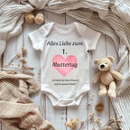 Liebevoller Baby-Strampler zum Muttertag mit rosa Herz, Strampler zum ersten Muttertag, süßer Strampler mit Herz, Geschenk zum Muttertag