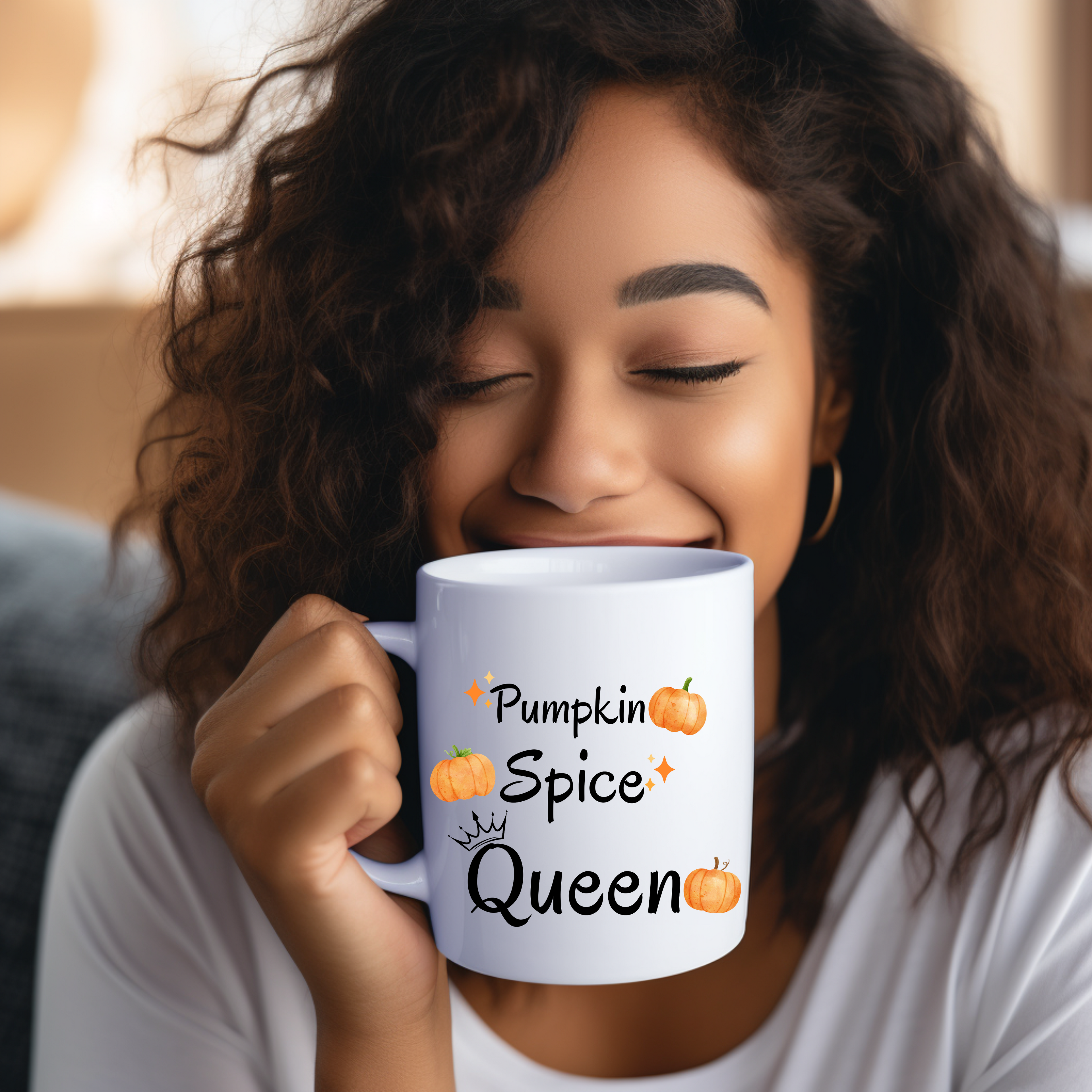 Moderne Pumpkin Spice Queen-Tasse, Pumpkin Spice Tasse, Kürbis Tasse, Lieblingstasse für Kuschelsaison, goldene Jahreszeit Tasse Herbst
