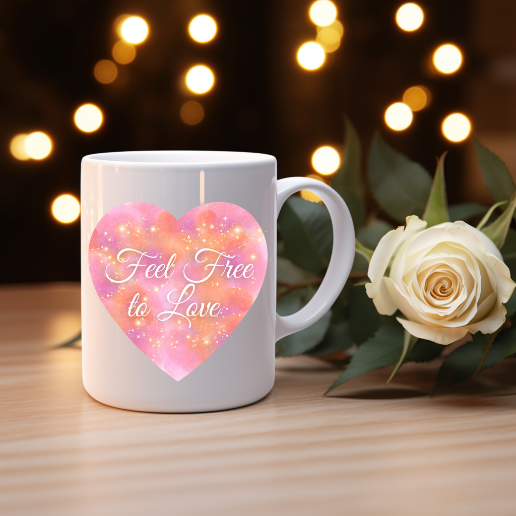 Tasse mit Herz Motiv, Valentinstag Tasse, Liebe, romantische Tasse, Feel free to Love Tasse,