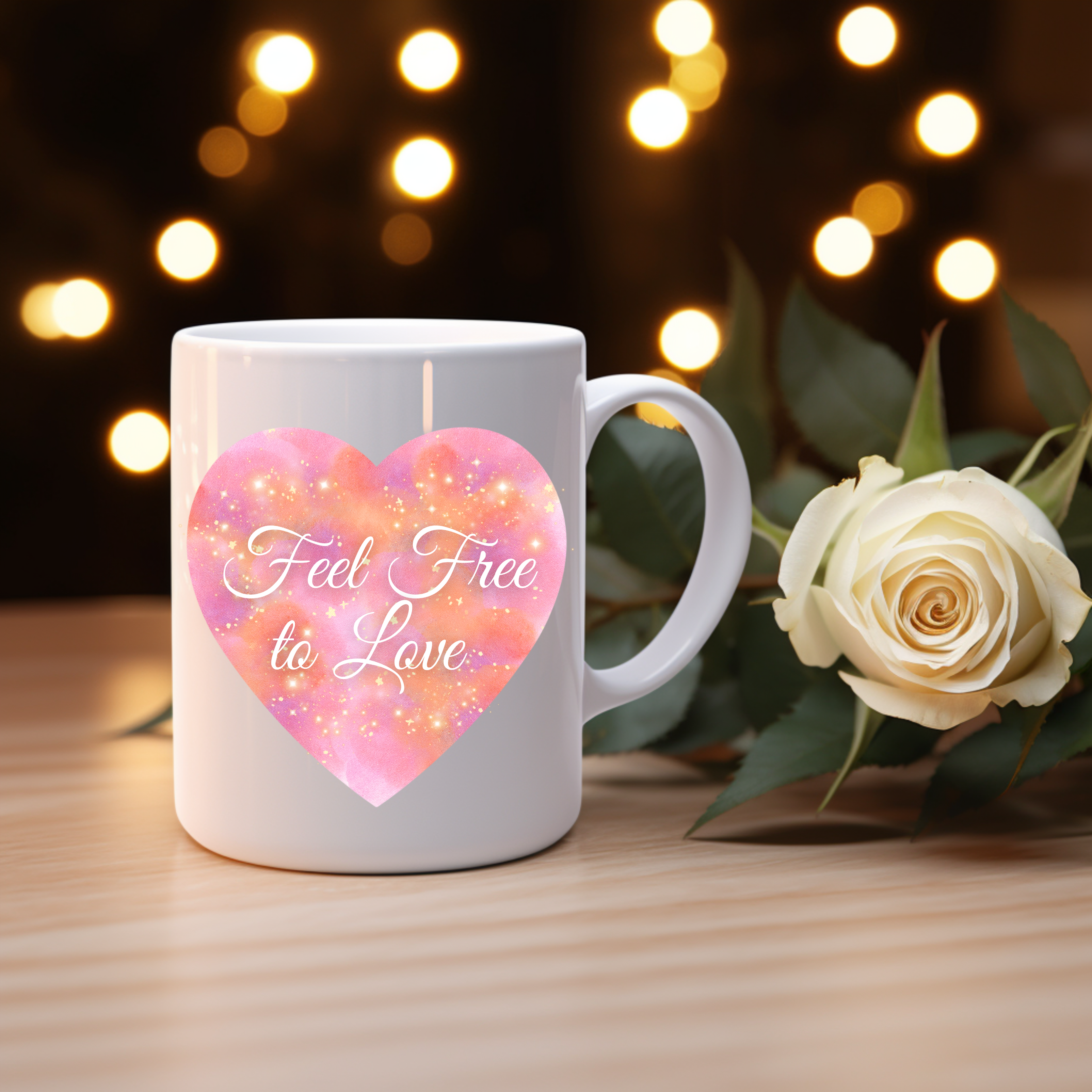 Tasse mit Herz Motiv, Valentinstag Tasse, Liebe, romantische Tasse, Feel free to Love Tasse,