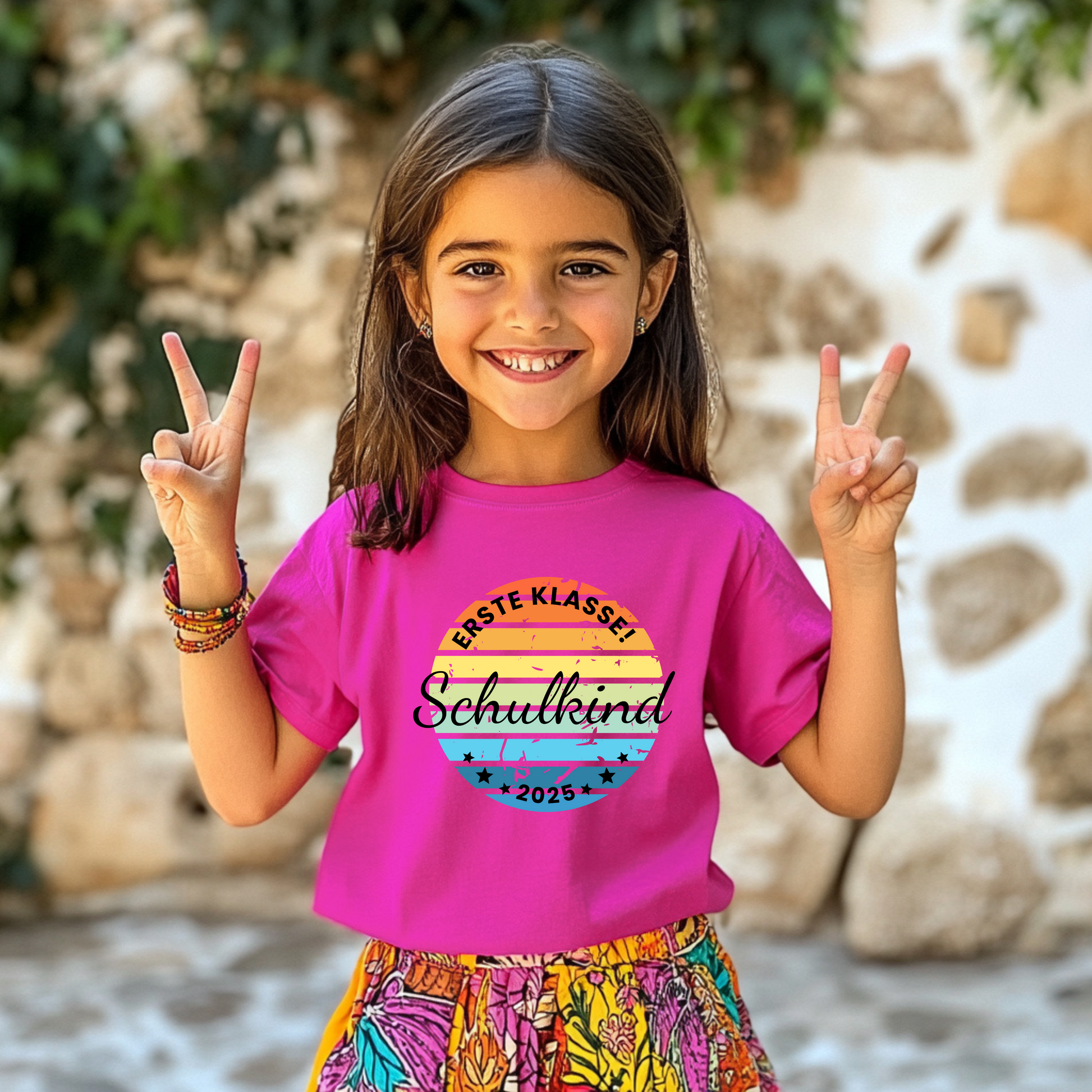 Farbenfrohes Erste Klasse Schulkind 2025-Shirt, stolze Erstklässler Shirt, Schulkind-Shirt, Outfit erster Schultag, Geschenk zur Schultüte