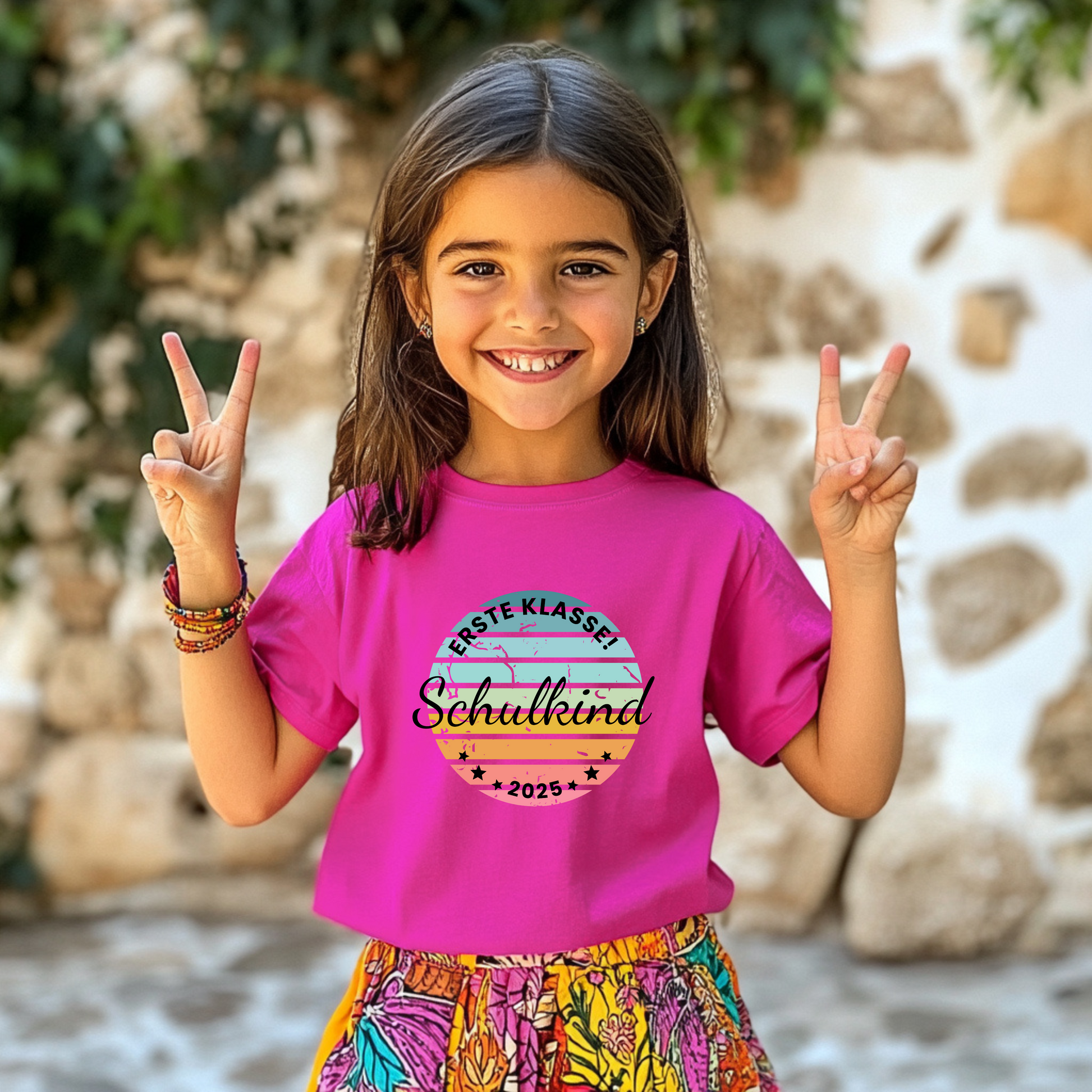 Farbenfrohes Erste Klasse Schulkind 2025-Shirt, stolze Erstklässler Shirt, Schulkind-Shirt, Outfit erster Schultag, Geschenk zur Schultüte