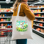 Süße Tragetasche mit weißem Frühlingshäschen, süße Häschen-Tragetasche, Tasche mit süßem Tiermotiv, praktischer Begleiter Tasche