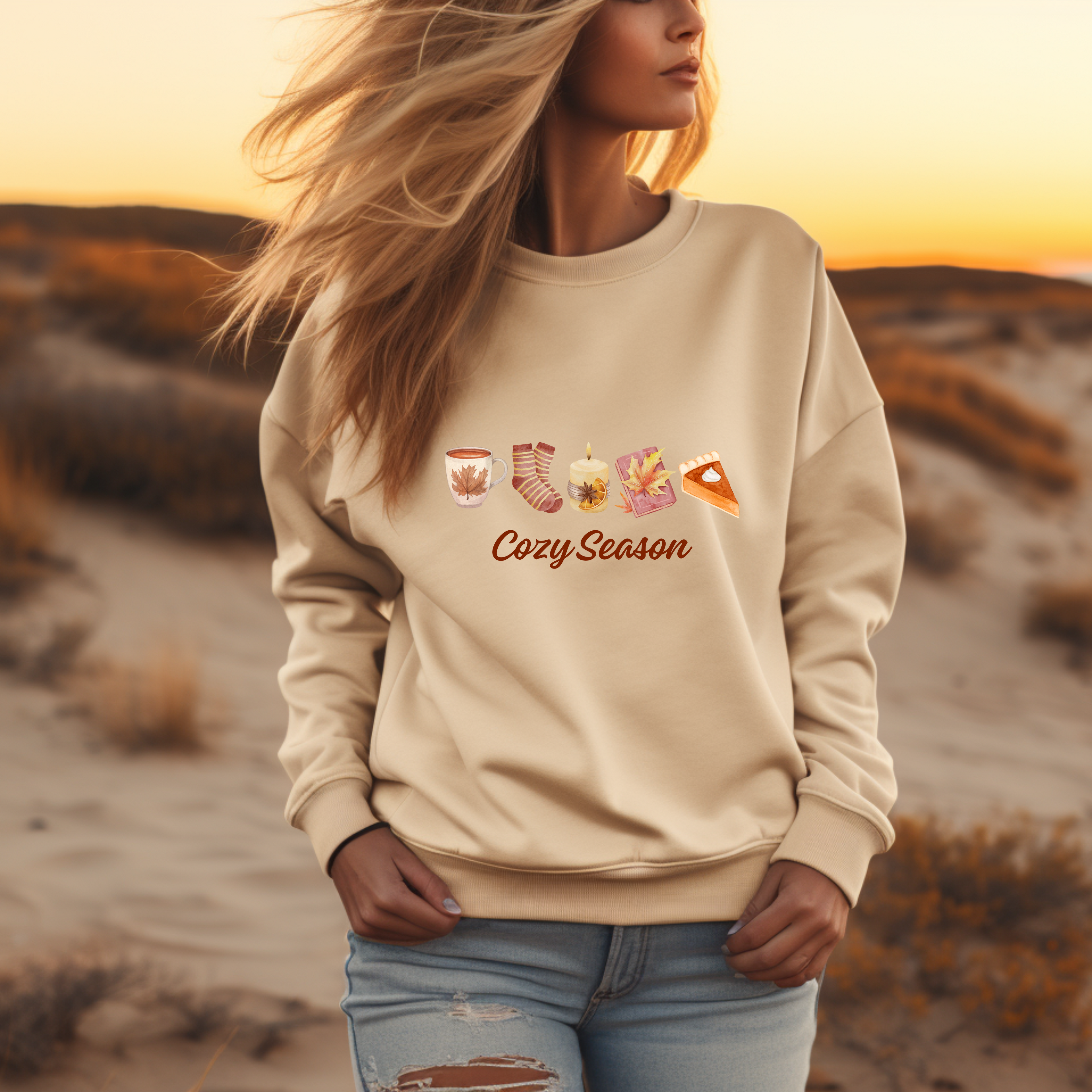 Liebevolles Cozy Season-Sweatshirt, kuschelige Jahreszeit Sweatshirt, goldenen Oktober, herbstliche Symbole Shirt, Geschenk für Leseratten