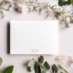 Elegantes Einladungskarten-Set zur Konfirmation, Einladung zur Konfirmation, Einladungstext auf der Innenseite, christliches Symbol Fisch