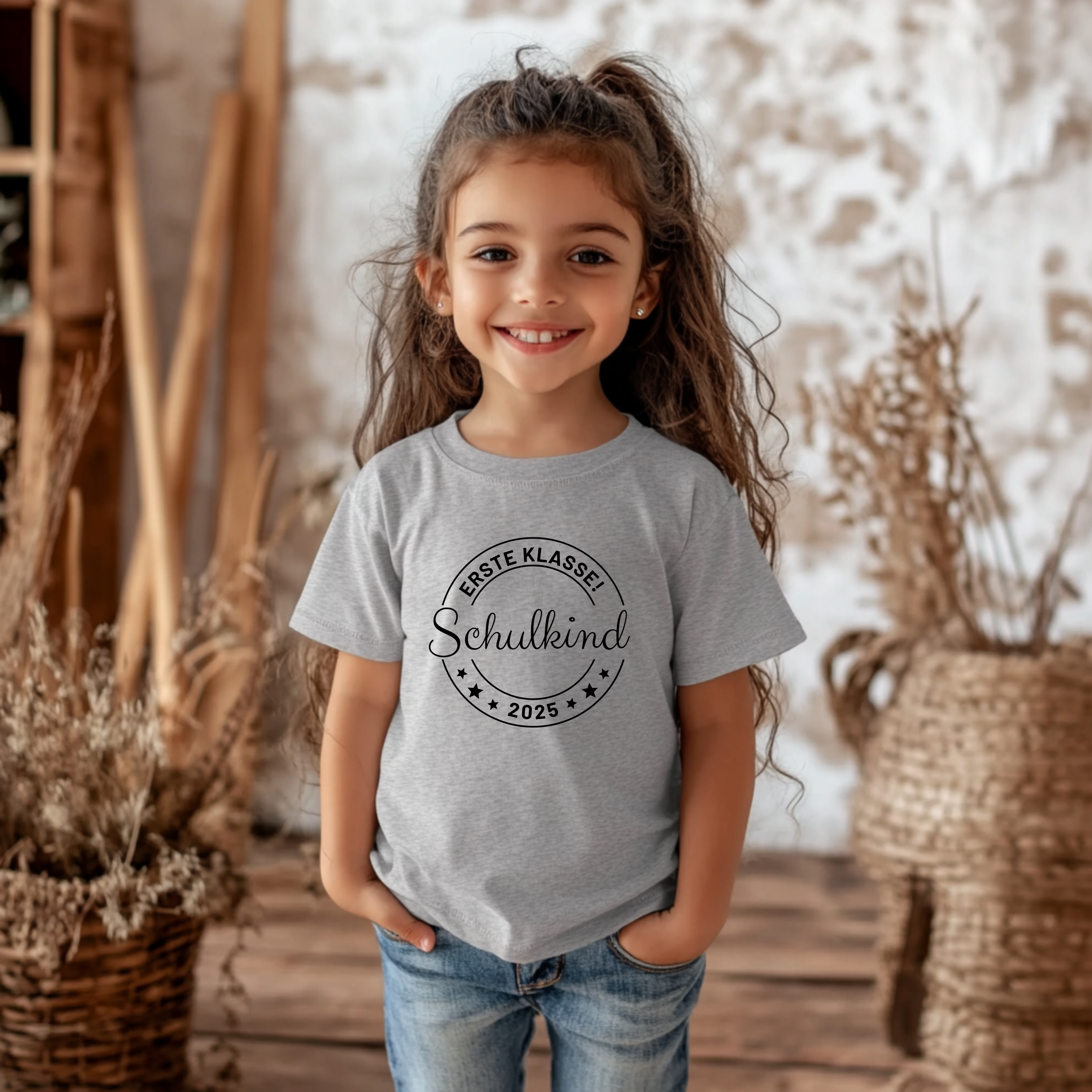 Schlichtes Erste Klasse Schulkind 2025-Shirt, Shirt für Schulanfänger, kleine Schulstarter Shirt, lässiges Schul-Outfit, Geschenkidee Schule