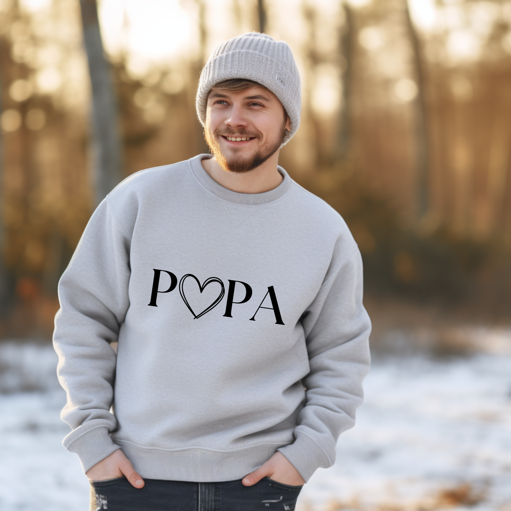 Schlichter Papa Pullover mit schwarzen Herz, Papa Pullover, Pullover für Papa, Geschenk zum Vatertag, Hommage an Väter, Statement-Piece Papa