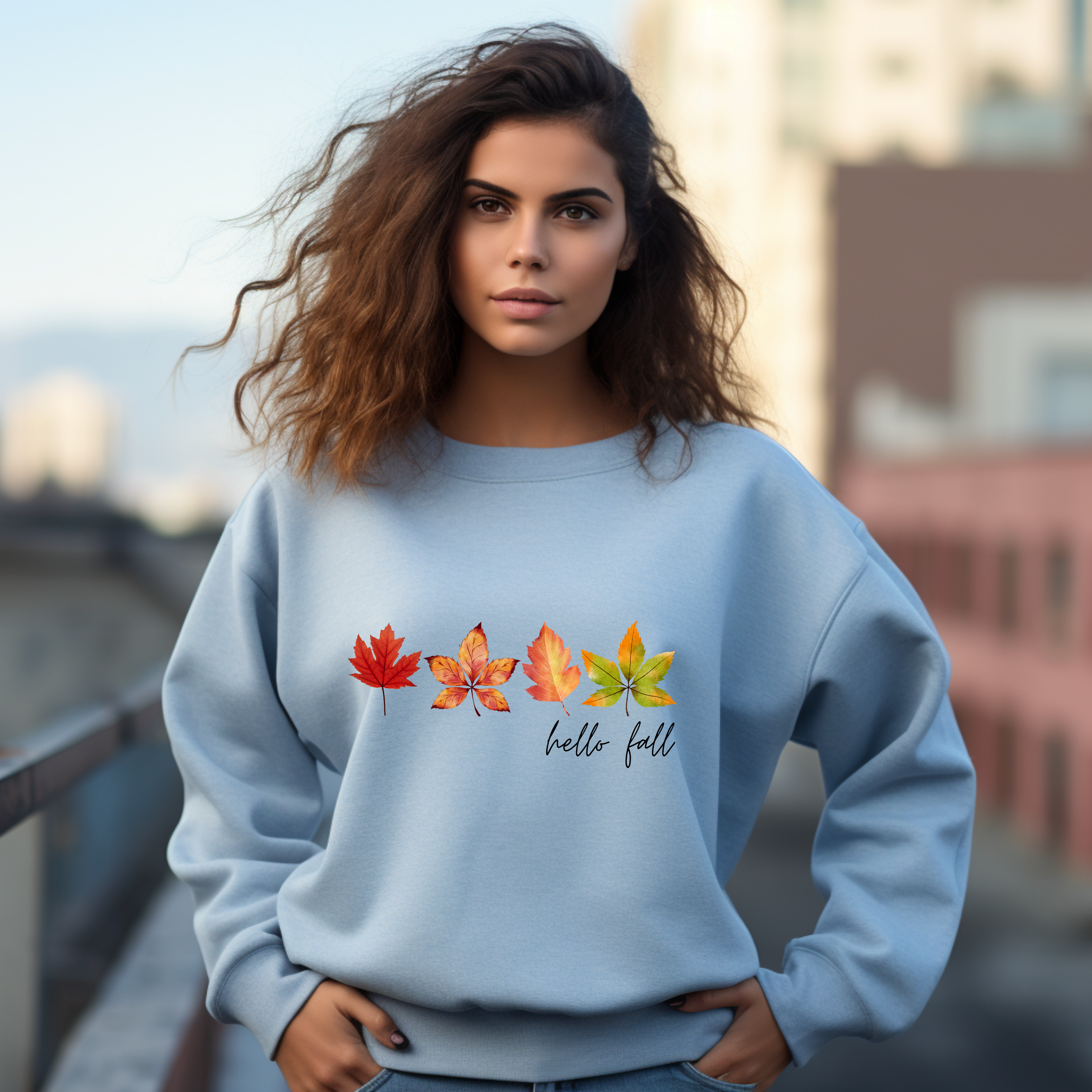 Schönes hello fall Sweatshirt, herbstliches Blätter Sweatshirt, wohliges Gefühl Herbstoutfit, Herbstfreude Sweatshirt, Herbst Sweatshirt