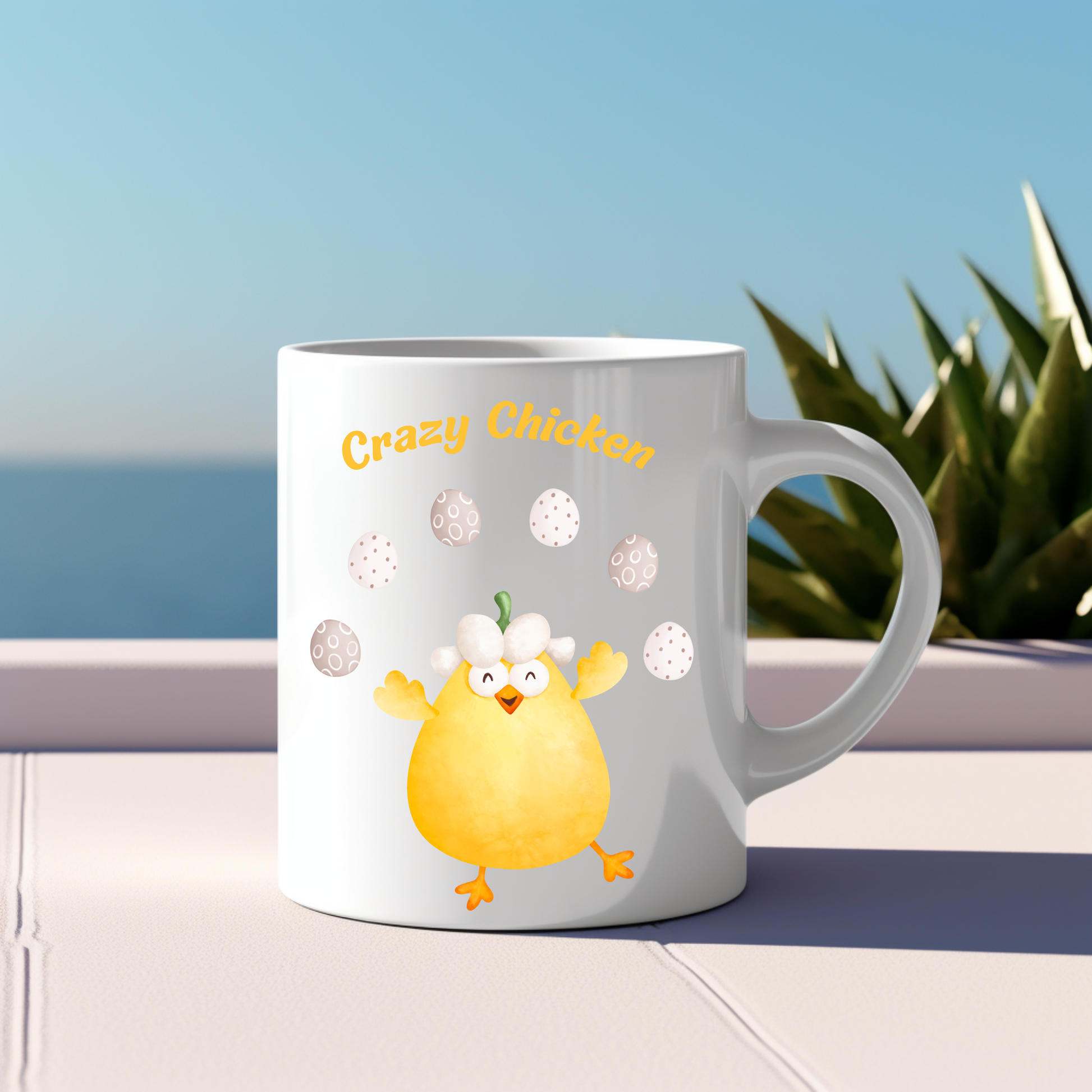 Lustige Hühner-Tasse, Crazy Chicken Tasse, Keramiktasse mit niedlichem Huhn, Tasse für echte Hühnerliebhaber, witzige Frühstückstasse