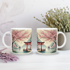 Harmonious Japan mug with cherry blossom motif, cherry blossom mug, magic of Japan mug, cherry blossom time mug