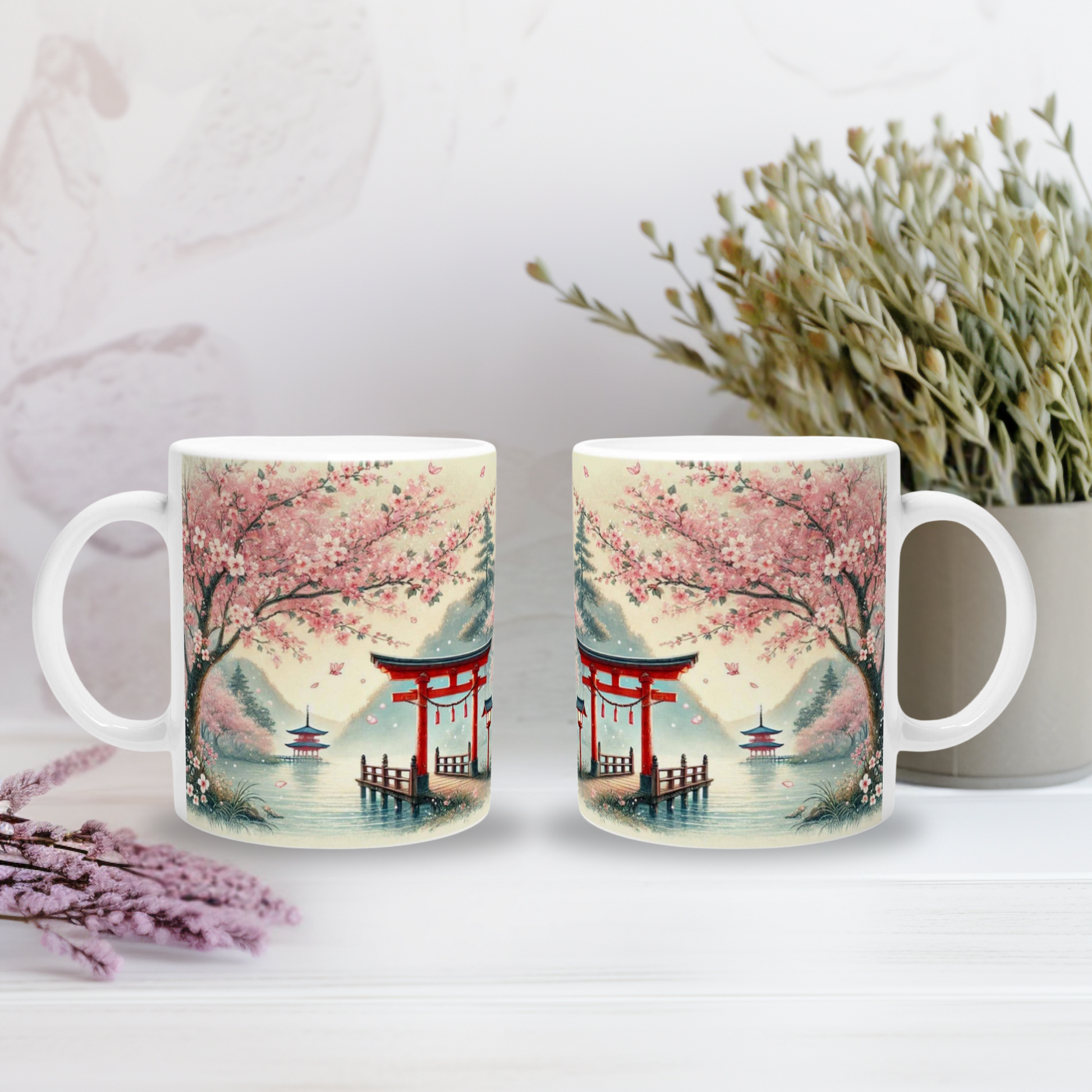 Harmonische Japan-Tasse mit Kirschblütenmotiv, Kirschblüten-Tasse, Magie Japans Tasse, Kirschblütenzeit Tasse