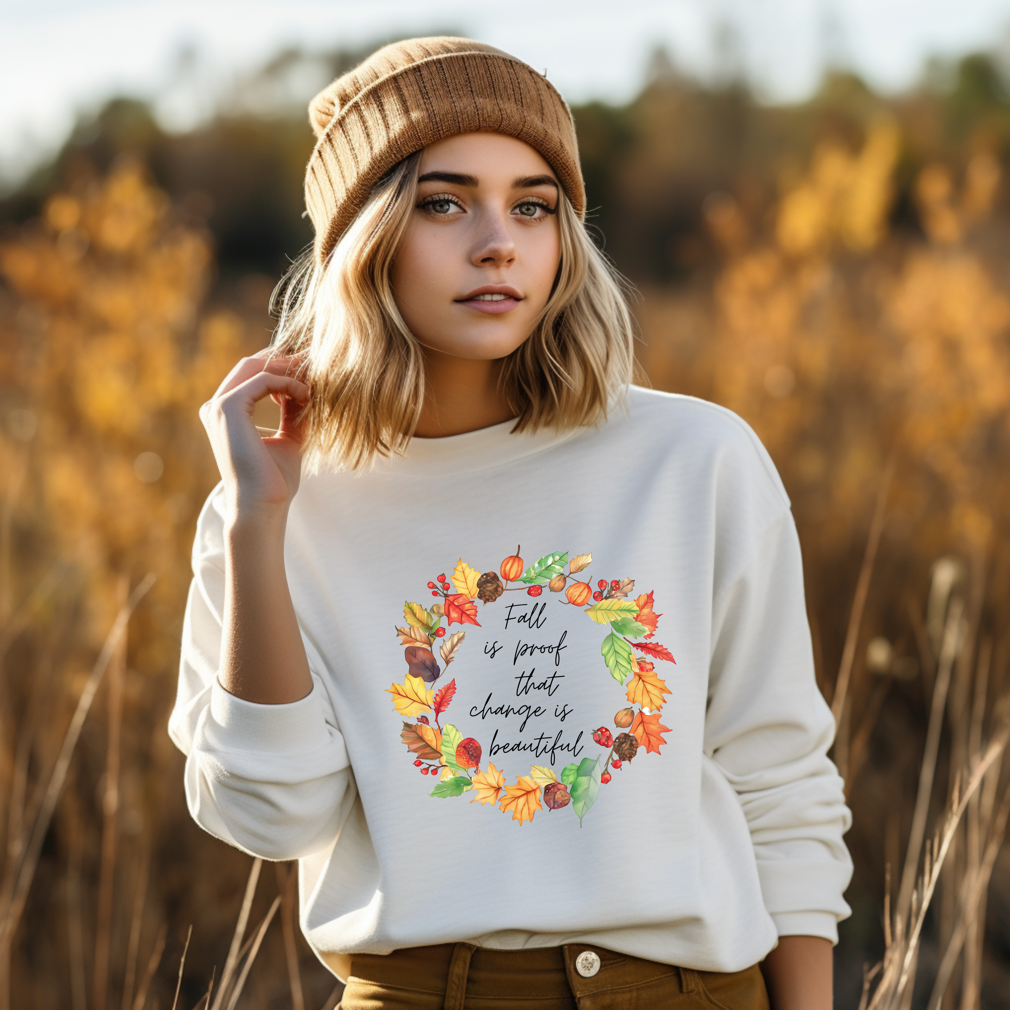 Stilvolles Herbst Sweatshirt, Sweatshirt mit herbstlichen Motiv, herbstliche Wohlfühl-Sweatshirt, kraftvolles Statement, Outfit mit Tiefgang