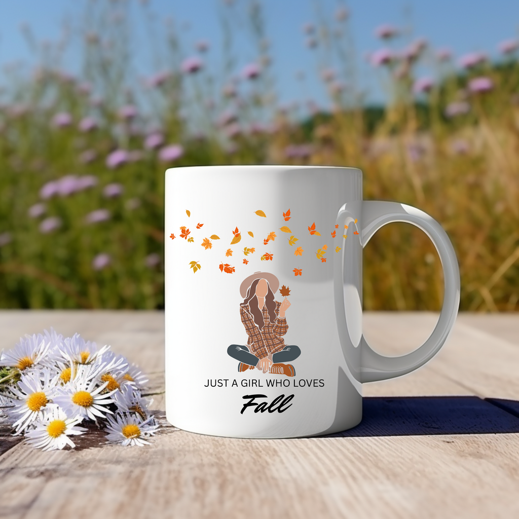 Herbstliche Frühstückstasse, Just a girl who loves fall-Tasse, Herbst Tasse, gemütliche Herbststimmung, Kaffeepause, Herbstmoment Tasse Tee