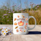 Schöne Autumn Vibes-Keramiktasse, Frühstückstasse, Herbst Tasse, stimmungsvolles Lebensgefühl, herbstliche Szene, liebevolle Illustrationen
