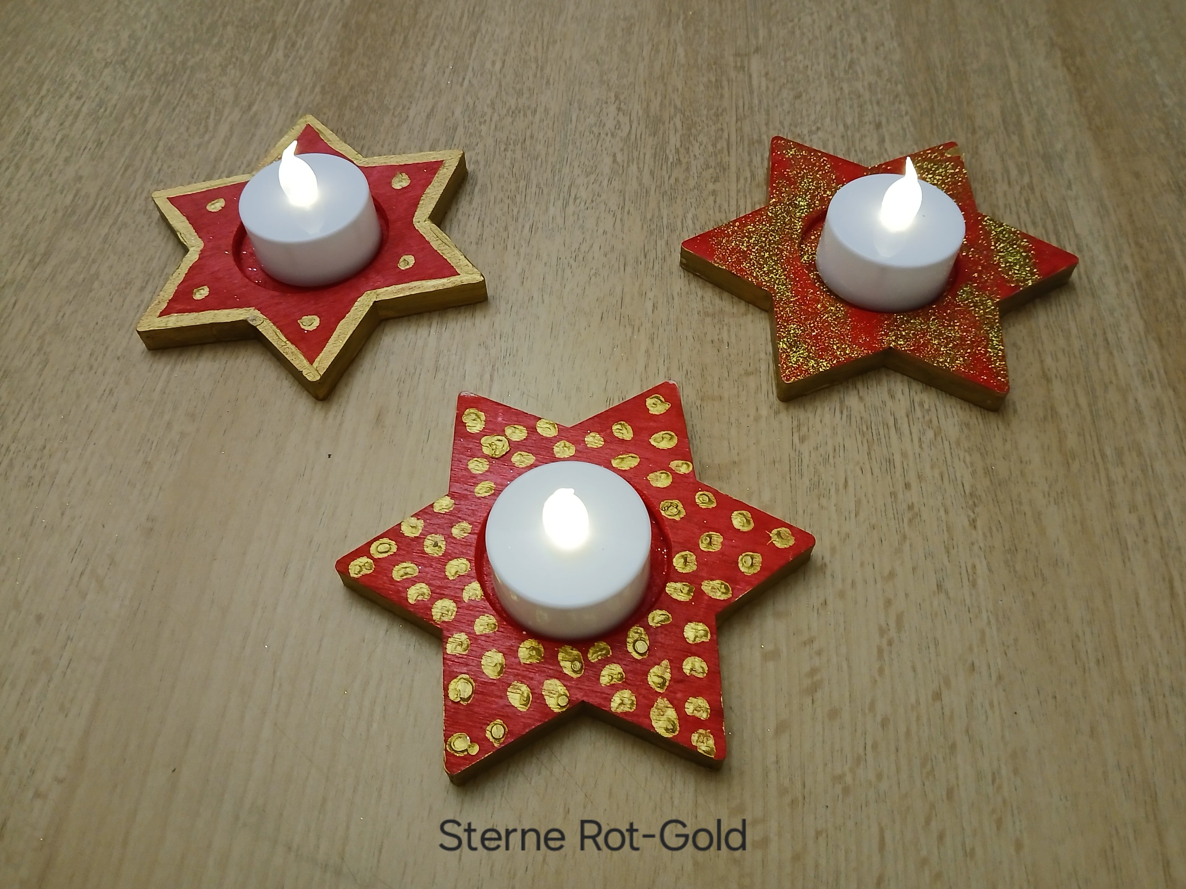 Bezaubernde Teelichthalter in Sternform im 3er Set – Weihnachtliche Tischdekoration inkl. Kerzen