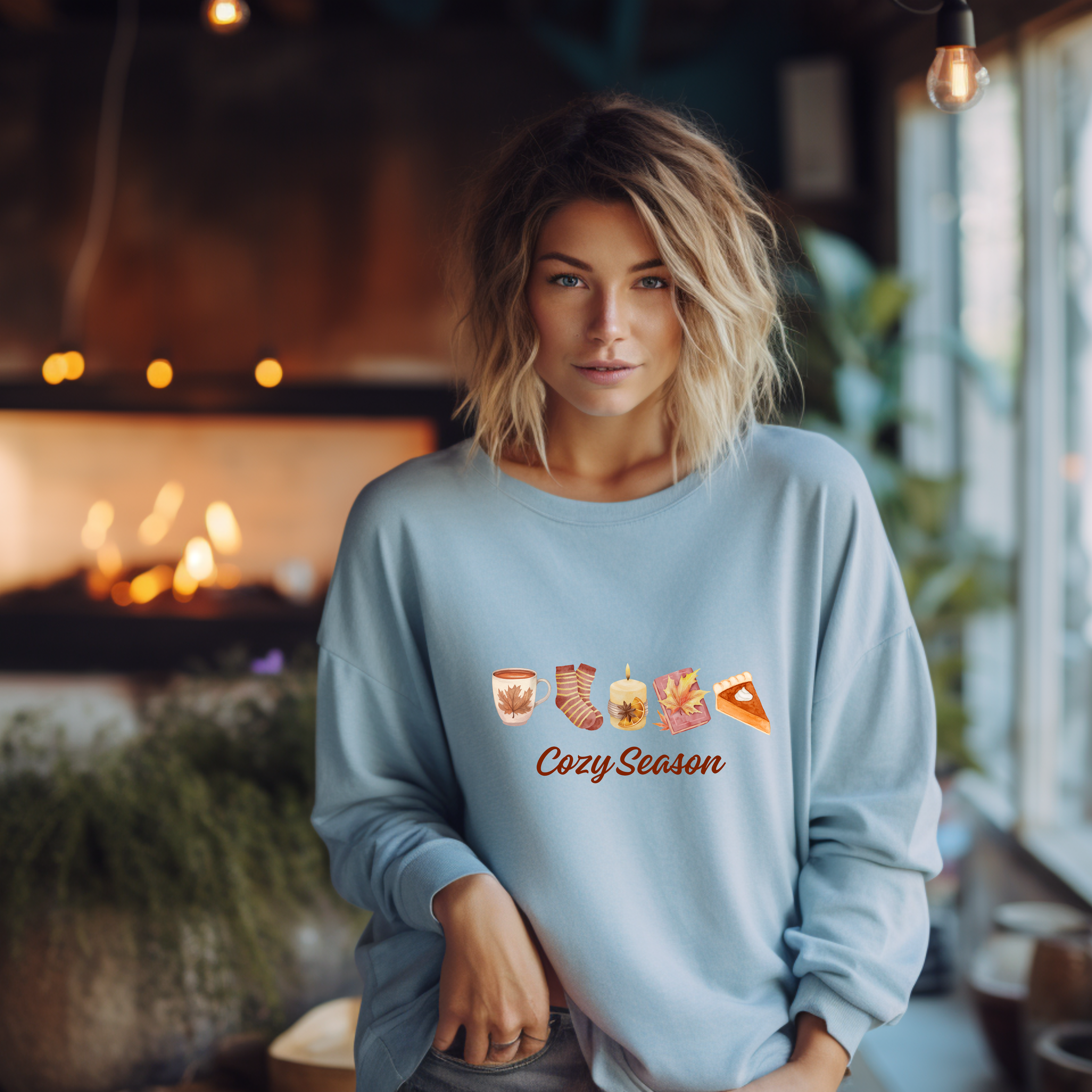Liebevolles Cozy Season-Sweatshirt, kuschelige Jahreszeit Sweatshirt, goldenen Oktober, herbstliche Symbole Shirt, Geschenk für Leseratten