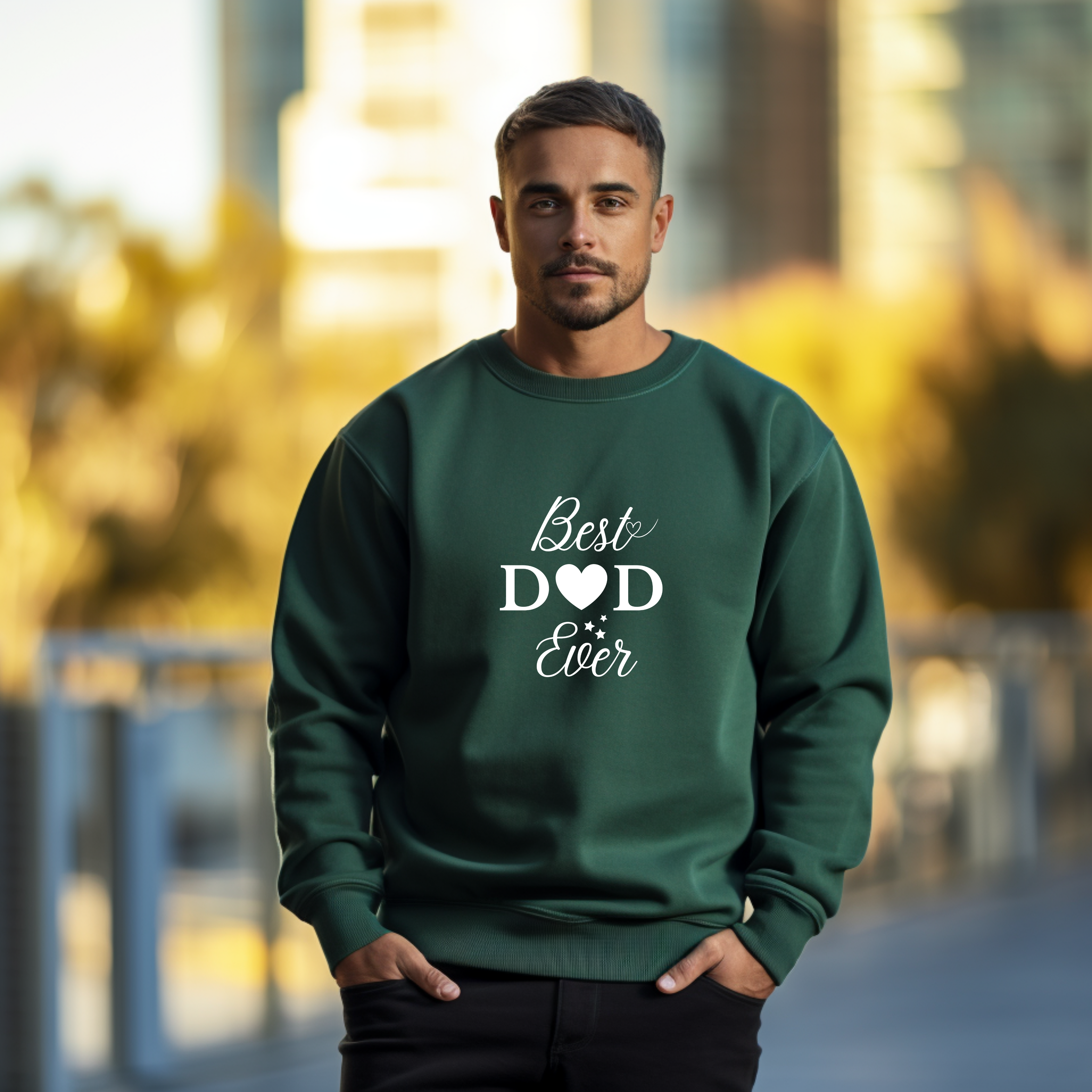 Moderner Pullover Best Dad ever, Papa Pullover, Herz im Lineart-Stil Pullover, minimalistisches Layout Pullover, Geschenk für Papa