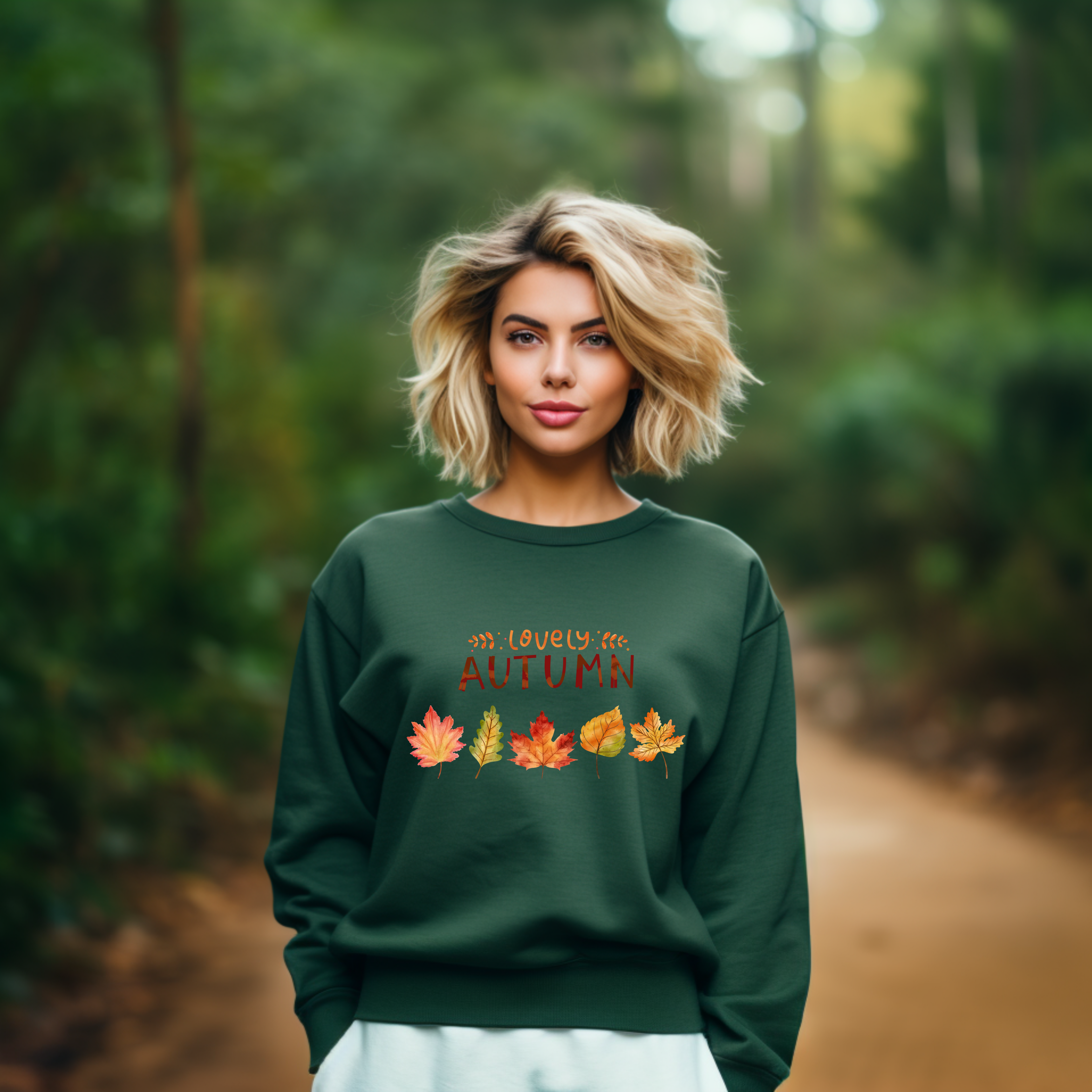Herbstliches Sweatshirt, Lovely Autumn Sweatshirt, stilvolles Sweatshirt mit Herbstblätter Motiv, kuscheliges Outfit, Herbst Sweatshirt