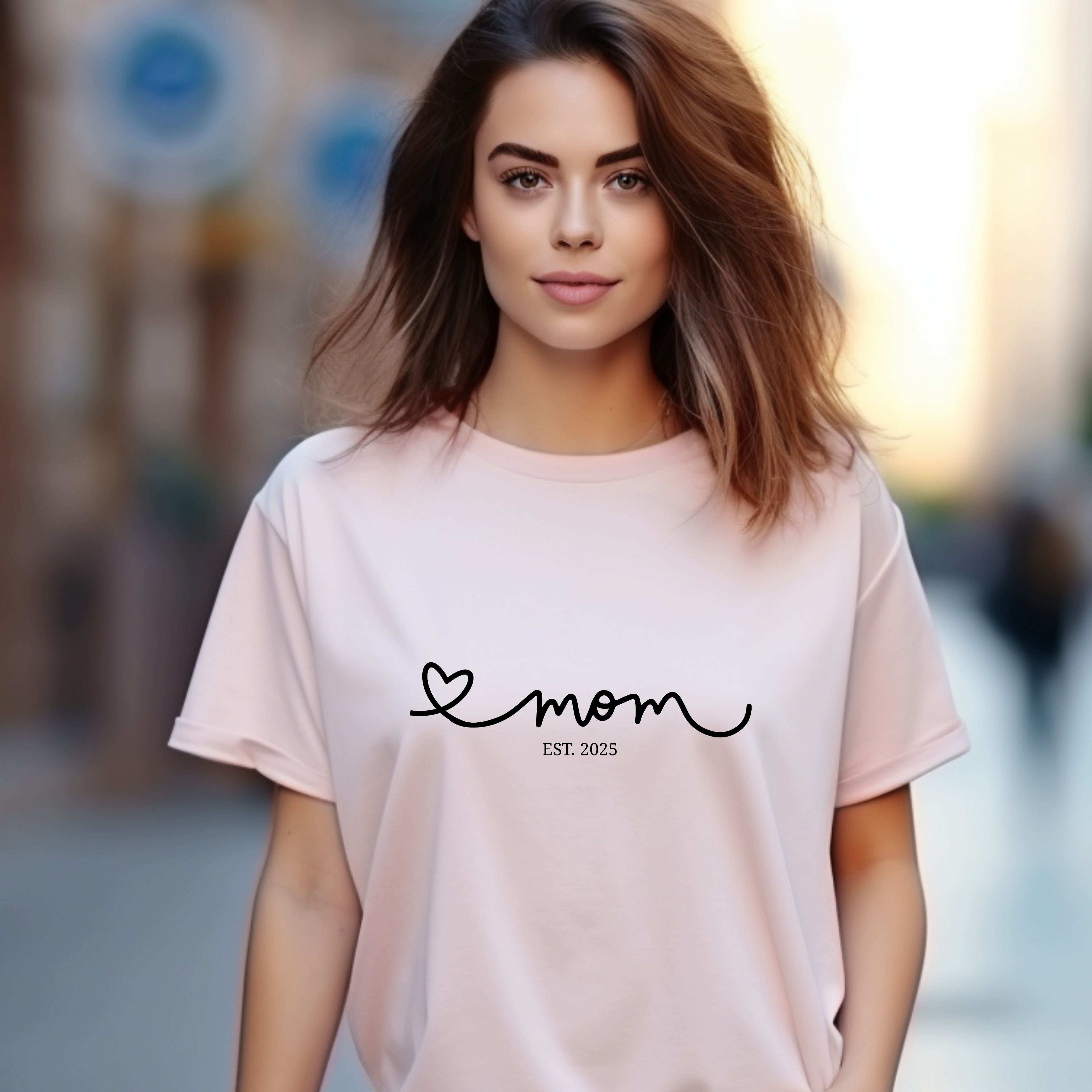 Schöner Pullover Mom Est 25, Pullover für Mütter, Herz im Lineart-Stil Pullover, Must-have für frischgebackene Mama, Geschenk für Mamas