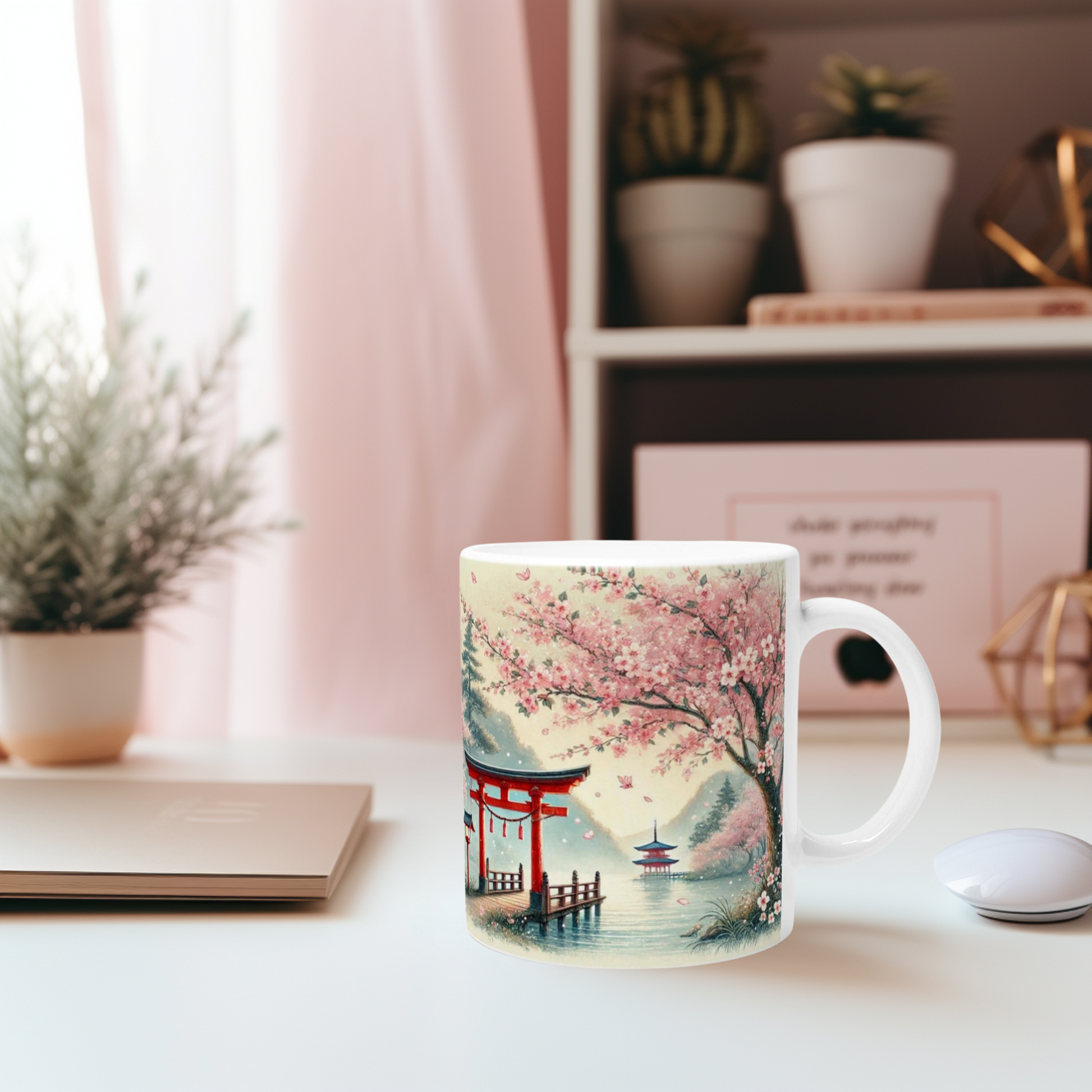 Harmonische Japan-Tasse mit Kirschblütenmotiv, Kirschblüten-Tasse, Magie Japans Tasse, Kirschblütenzeit Tasse