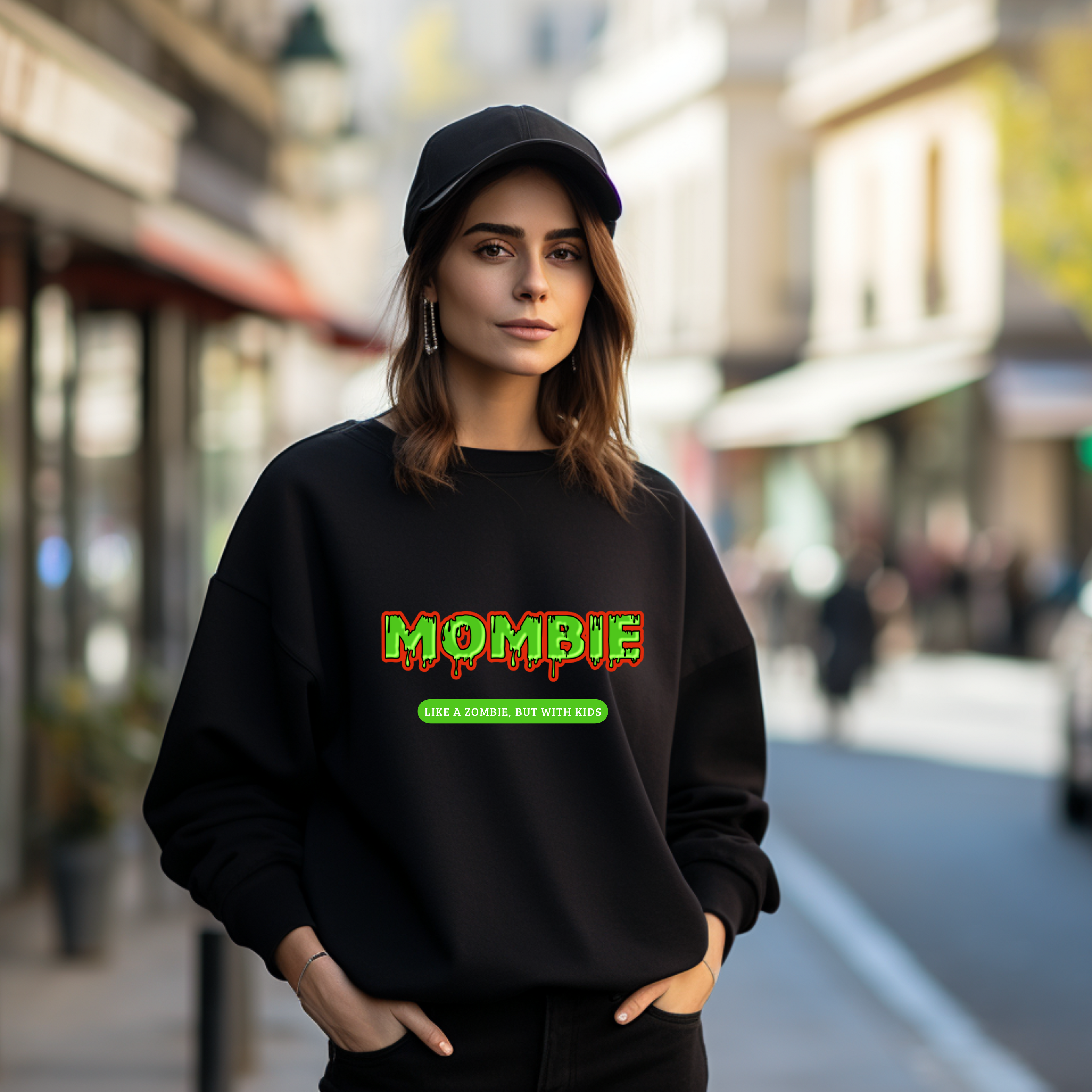 Cooles Zombie Sweatshirt, Mombie Sweatshirt, Halloween Sweatshirt für Mütter, Must-Have für Mütter Halloween, Outfit für spooky season