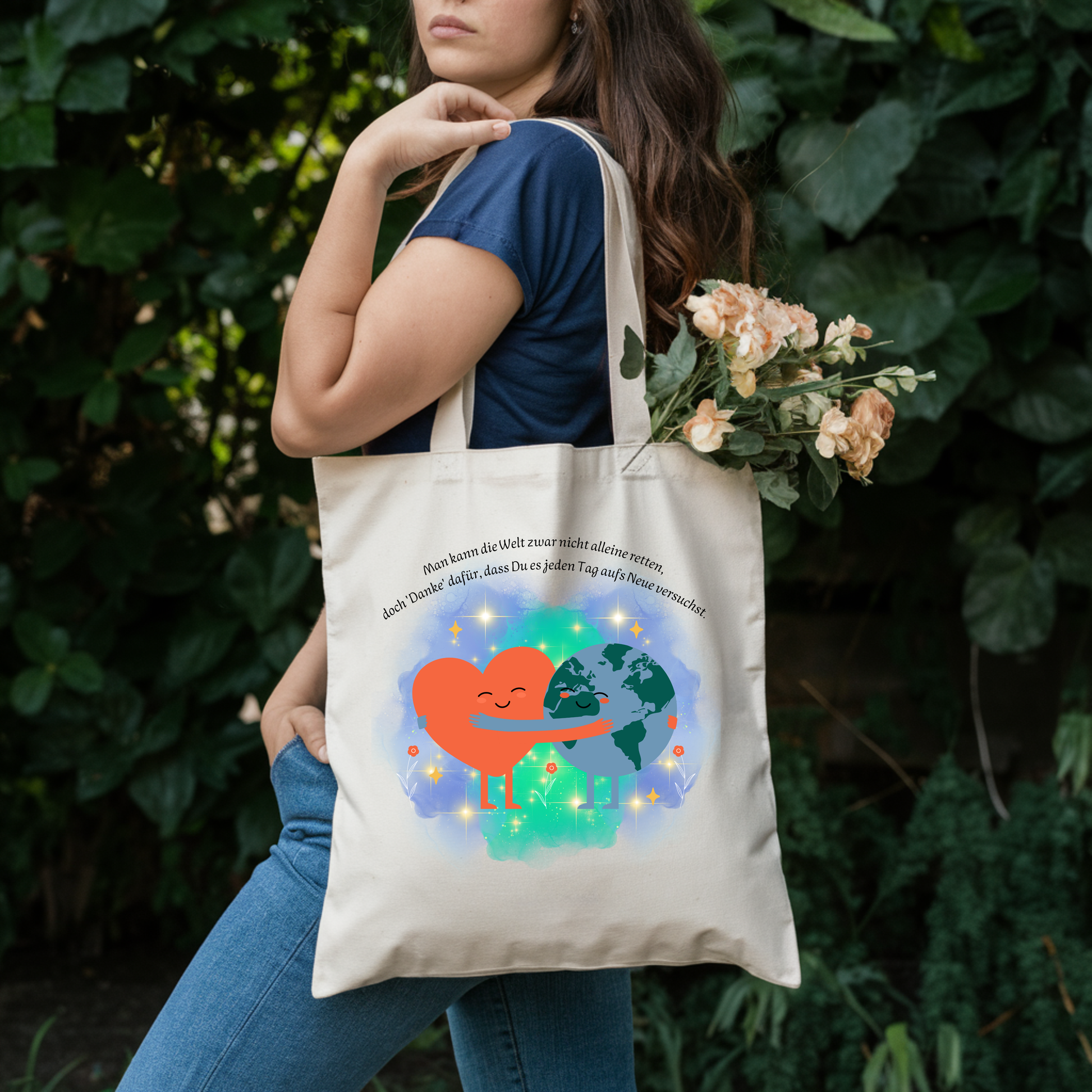 Wunderschöne Tragetasche mit kraftvoller Botschaft, Tragetasche für Alltagshelden, umweltfreundliche Tasche mit schönen Design