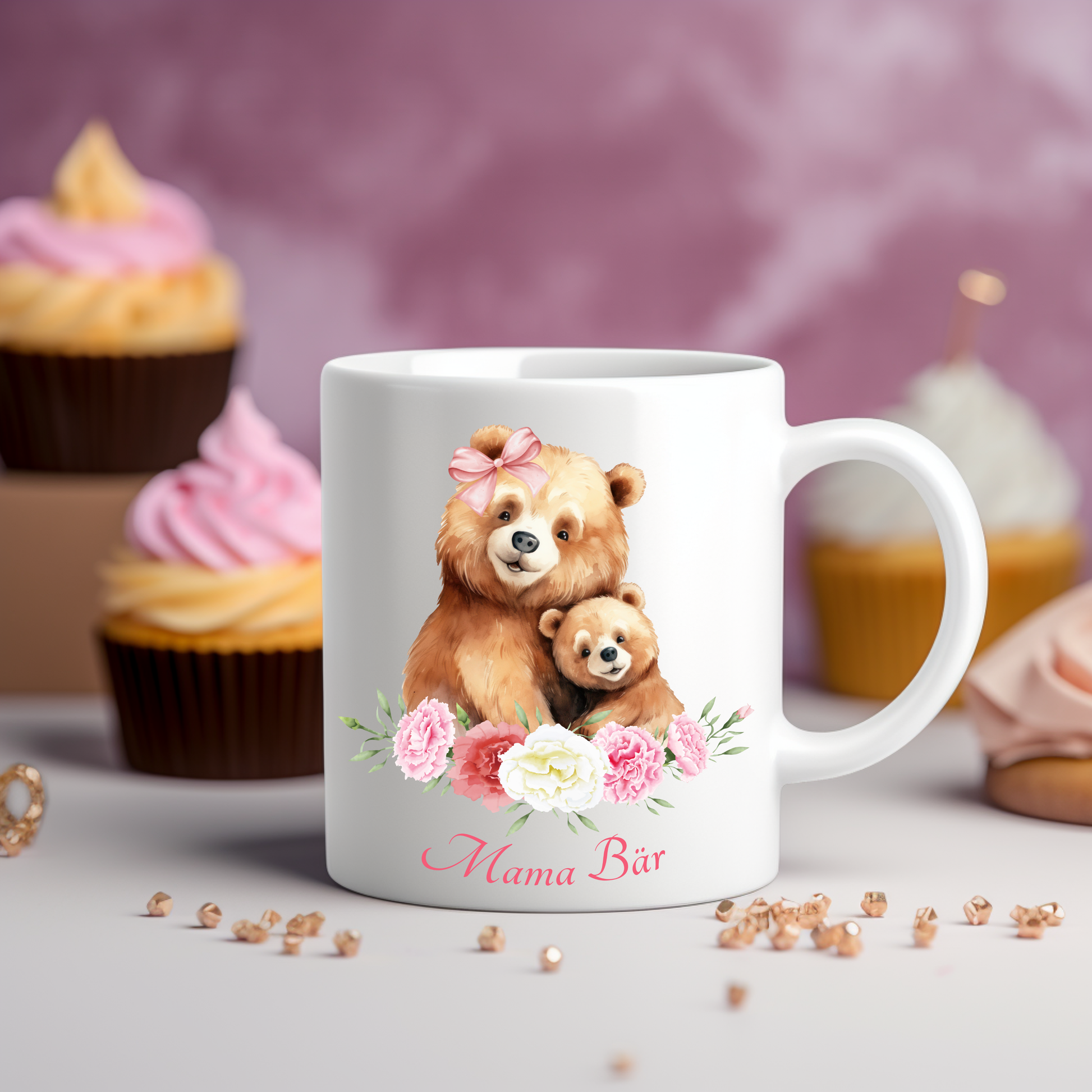 Zauberhafte Tasse Mama Bär, Tasse für Mütter, Geschenk für Mama, Frühstückstasse zum Muttertag, Geschenk zum Muttertag, rührendes Motiv