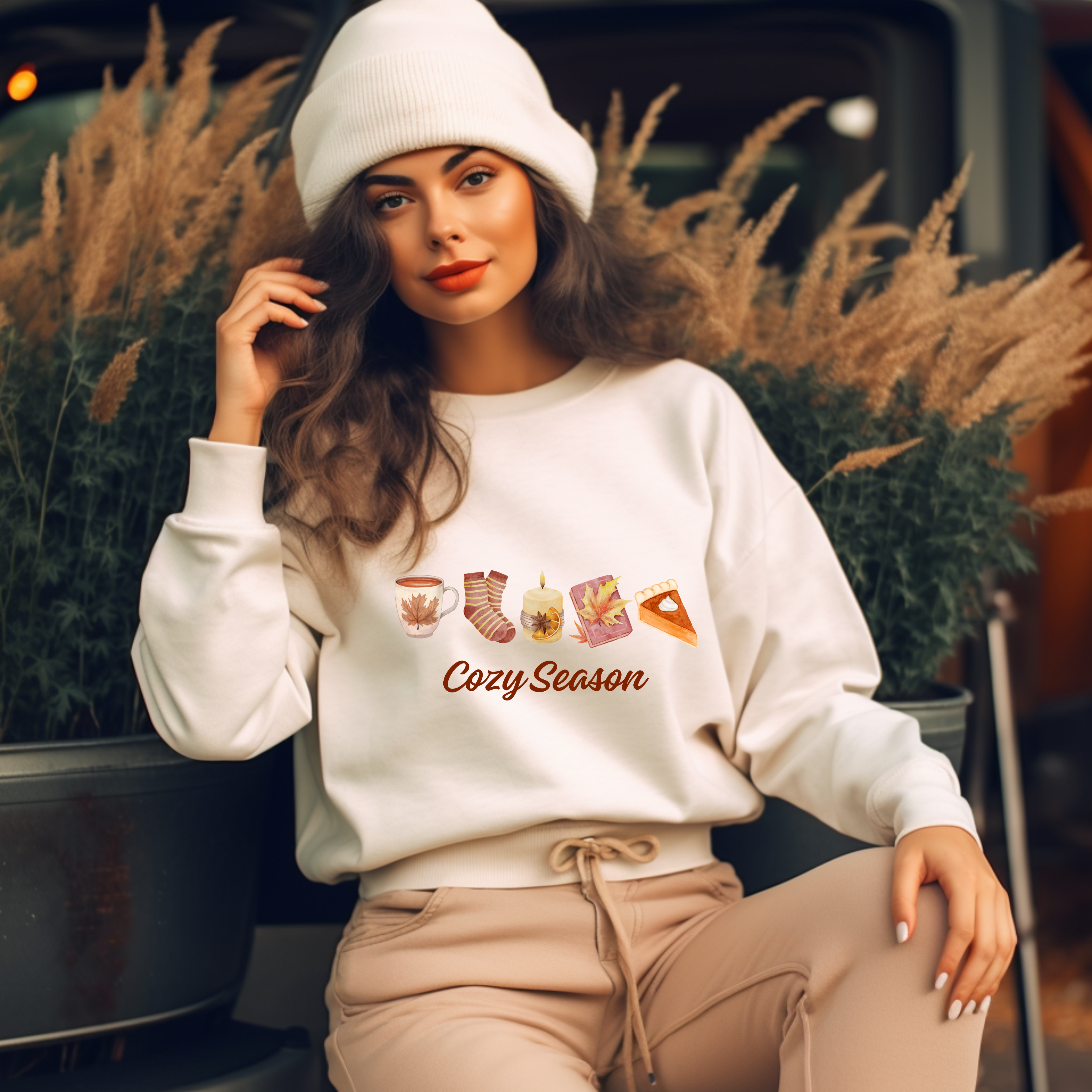 Liebevolles Cozy Season-Sweatshirt, kuschelige Jahreszeit Sweatshirt, goldenen Oktober, herbstliche Symbole Shirt, Geschenk für Leseratten