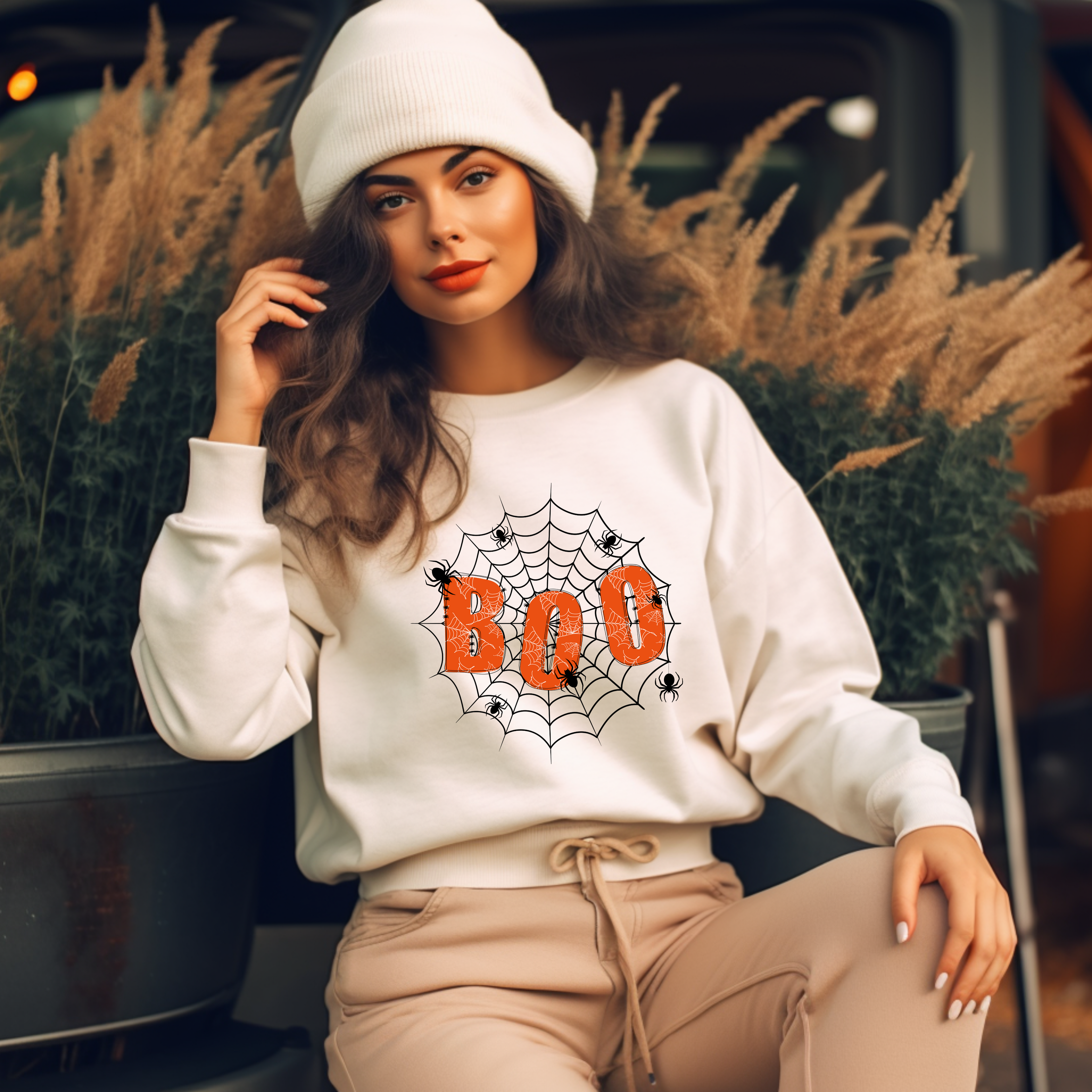 Cooles Halloween Sweatshirt mit Spinnennetz, Boo Sweatshirt mit Spinnennetz, Spinnennetz Sweatshirt, Halloween Boo Sweatshirt, spooky style