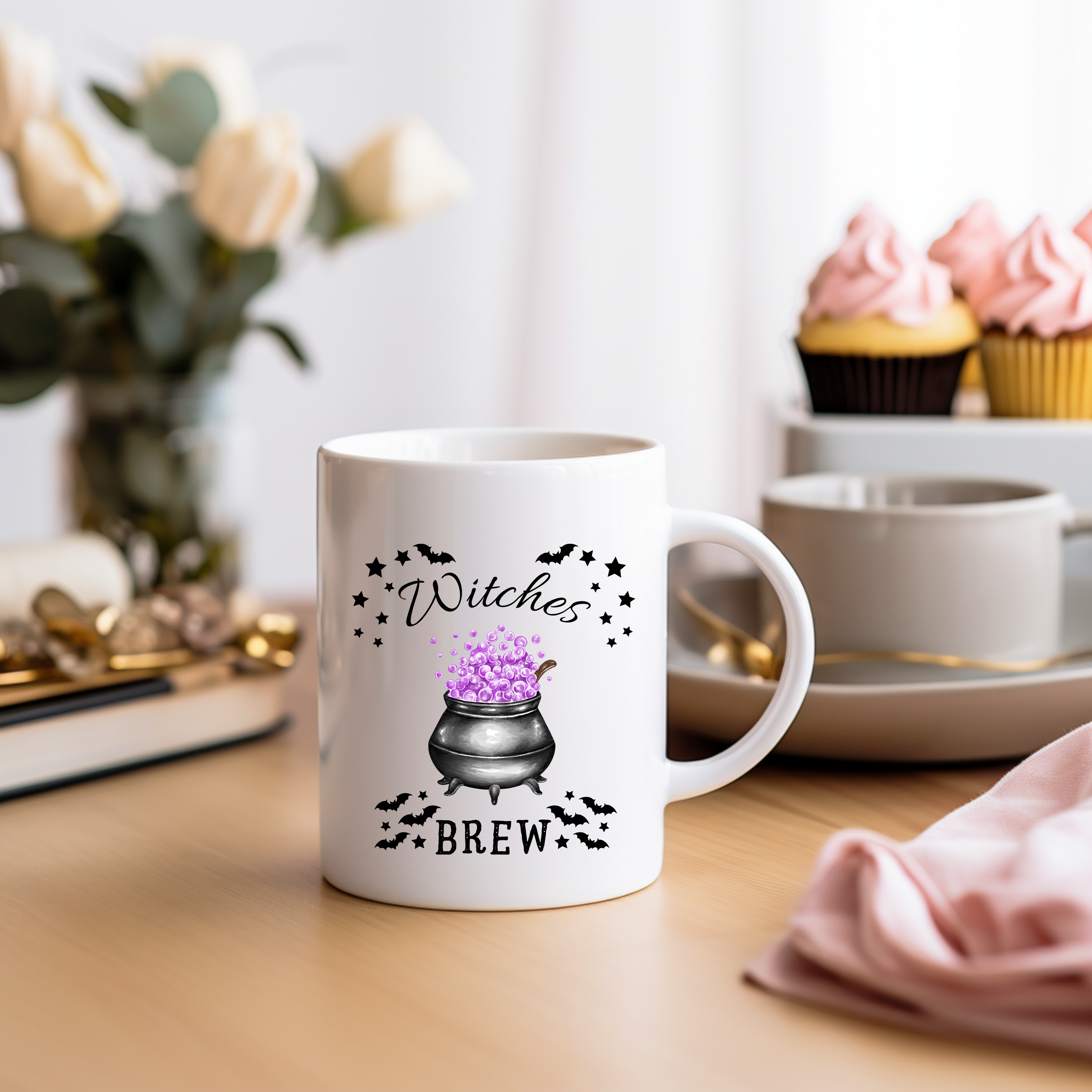 Zauberhafte Hexen Tasse, Witches Brew Tasse, Tasse mit Hexenkessel, magisches Hexen-Feeling Tasse, Geschenk für Hexenliebhaber Fantasy-Fans