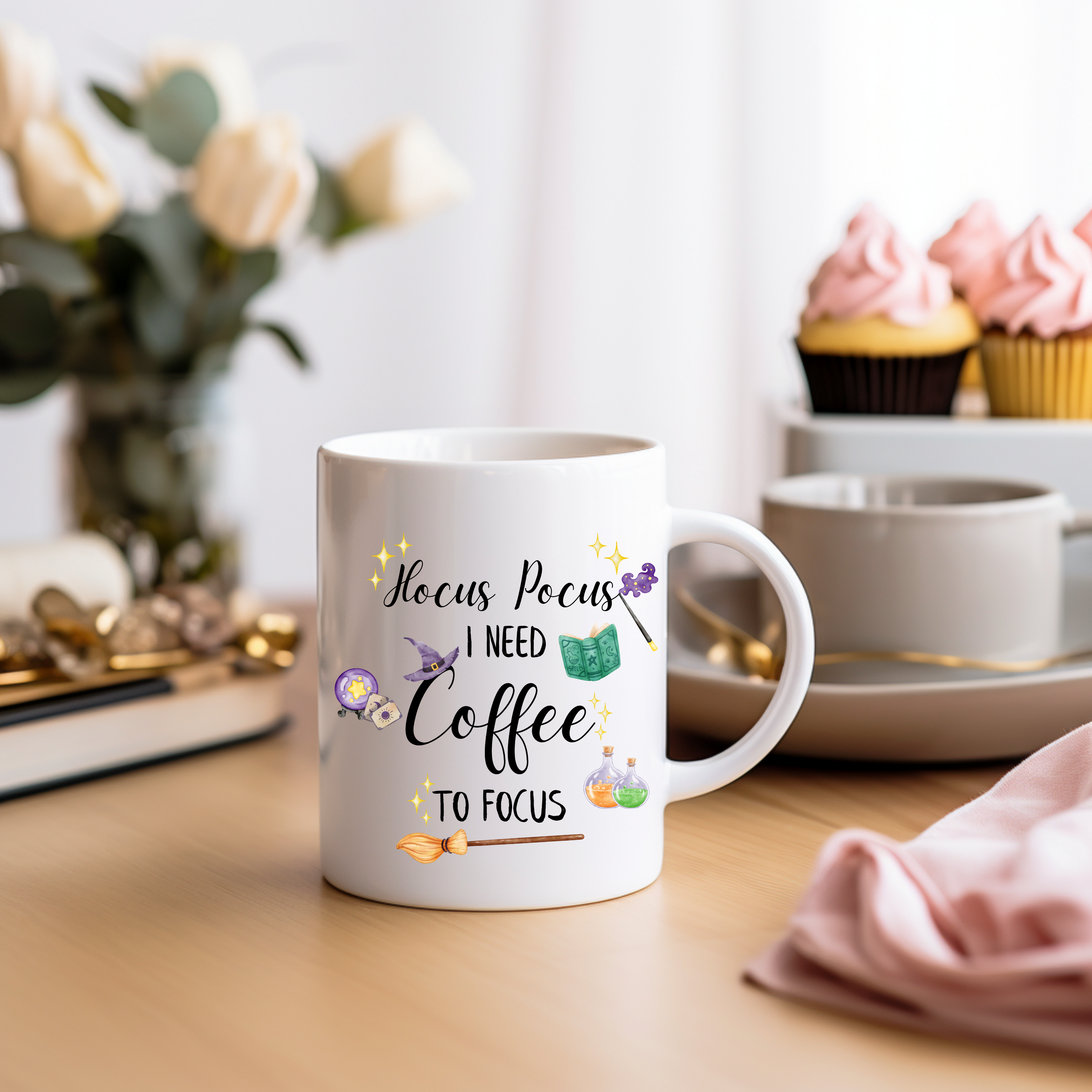 Bezaubernde Hocus Pocus Tasse, hübsche Zauberspruch Tasse, schöne Magie Tasse, Must-Have für Hexen und Magie-Fans, spooky season Tasse