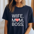 Stilvoller Pullover WIFE MOM BOSS, Pullover für Powerfrauen, minimalistische Design Pullover, stilvolle Hommage, Pullover für Powerfrau