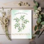 Stilvolle Konfirmationseinladungen, stilvolles Einladungskarten-Set Konfirmation, natürliches Design Konfirmationskarten, harmonisches Motiv