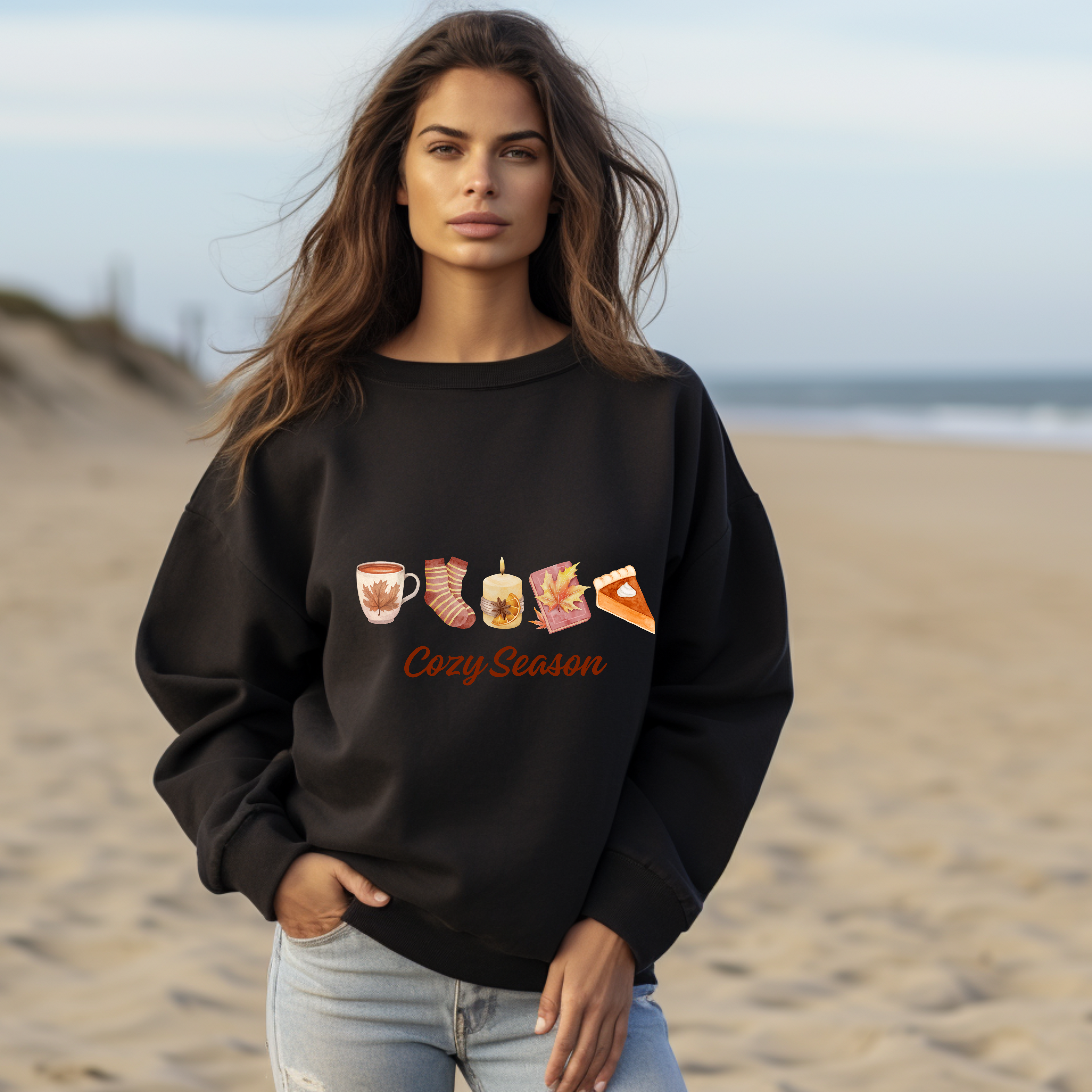 Liebevolles Cozy Season-Sweatshirt, kuschelige Jahreszeit Sweatshirt, goldenen Oktober, herbstliche Symbole Shirt, Geschenk für Leseratten