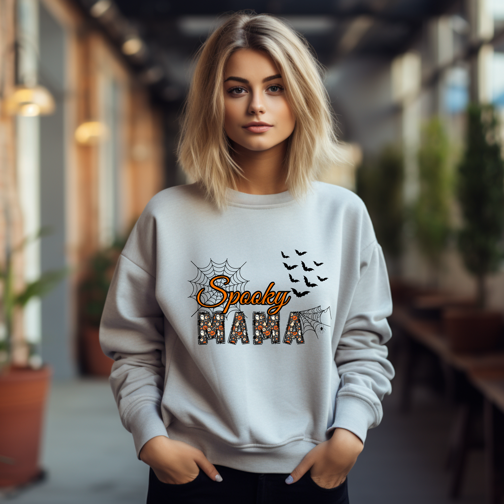 Stylisches Halloween Sweatshirt für Mütter, Spooky Mama Sweatshirt, Halloween Sweatshirt, Must-Have für Mamas, Halloween Mama Sweatshirt