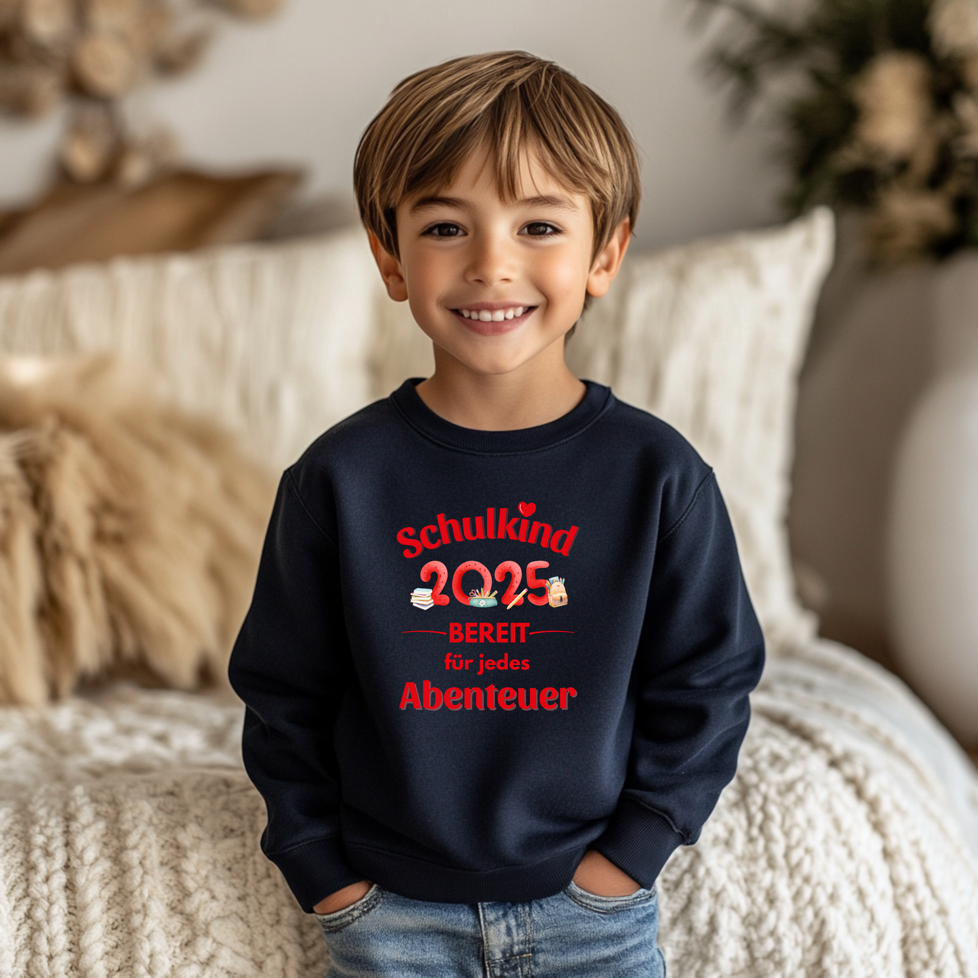 Fröhliches Schulkind-Shirt, Schulkind 2025–Bereit für jedes Abenteuer-Shirt, echtes Statement Shirt, Schulanfang-Shirt, Erstklässler-Shirt