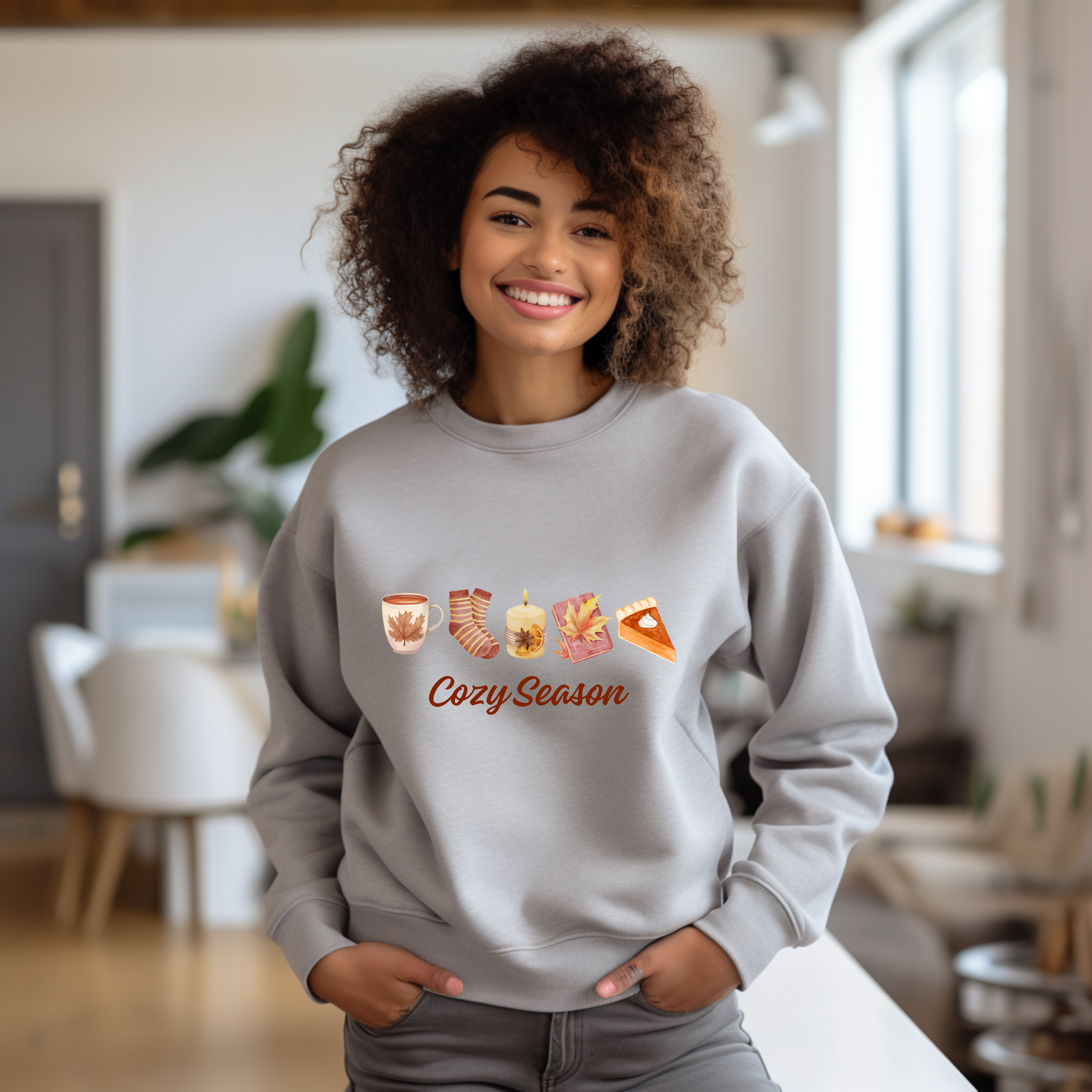 Liebevolles Cozy Season-Sweatshirt, kuschelige Jahreszeit Sweatshirt, goldenen Oktober, herbstliche Symbole Shirt, Geschenk für Leseratten